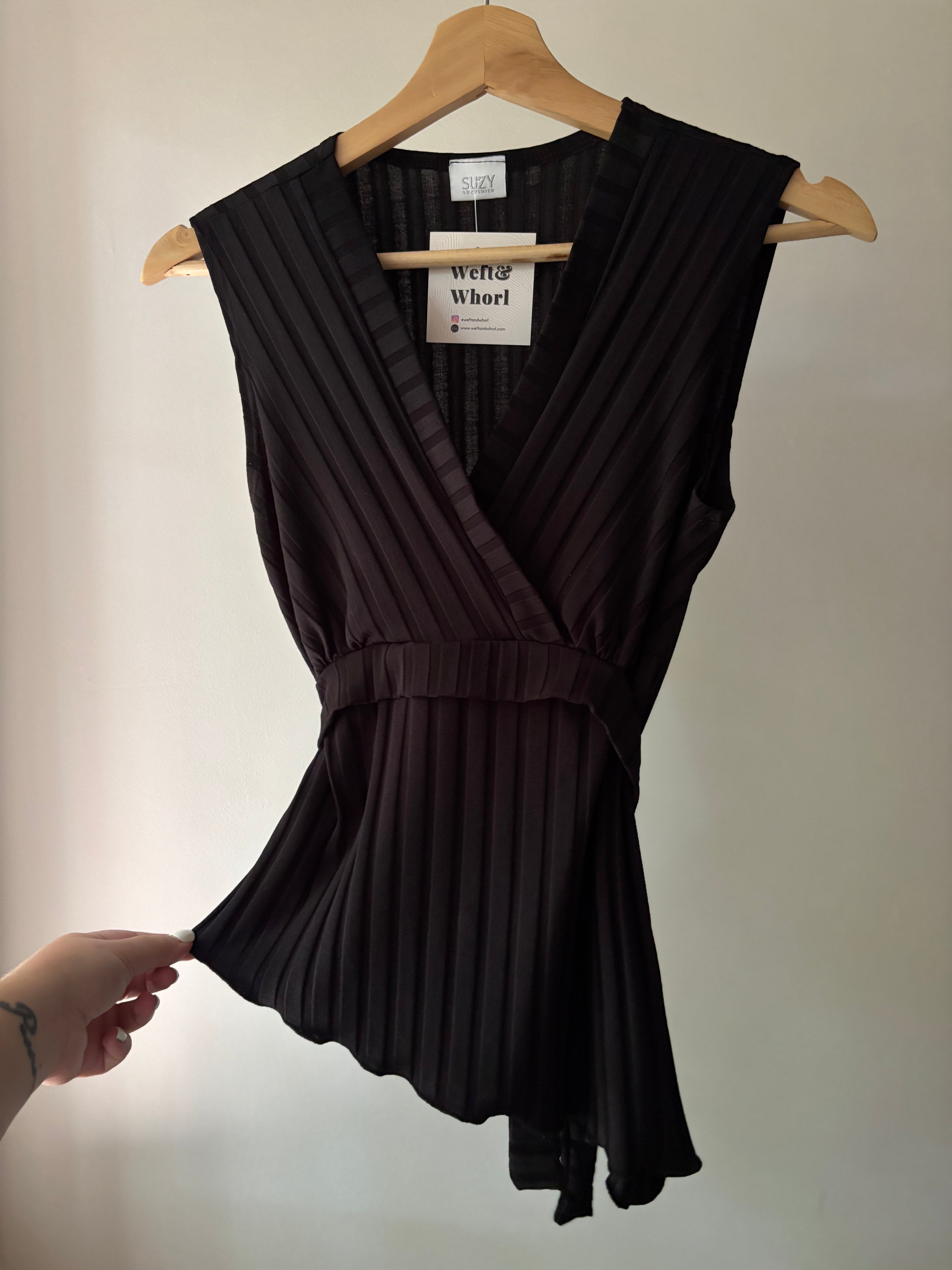 1990s Asymmetrical Black Top with Tie