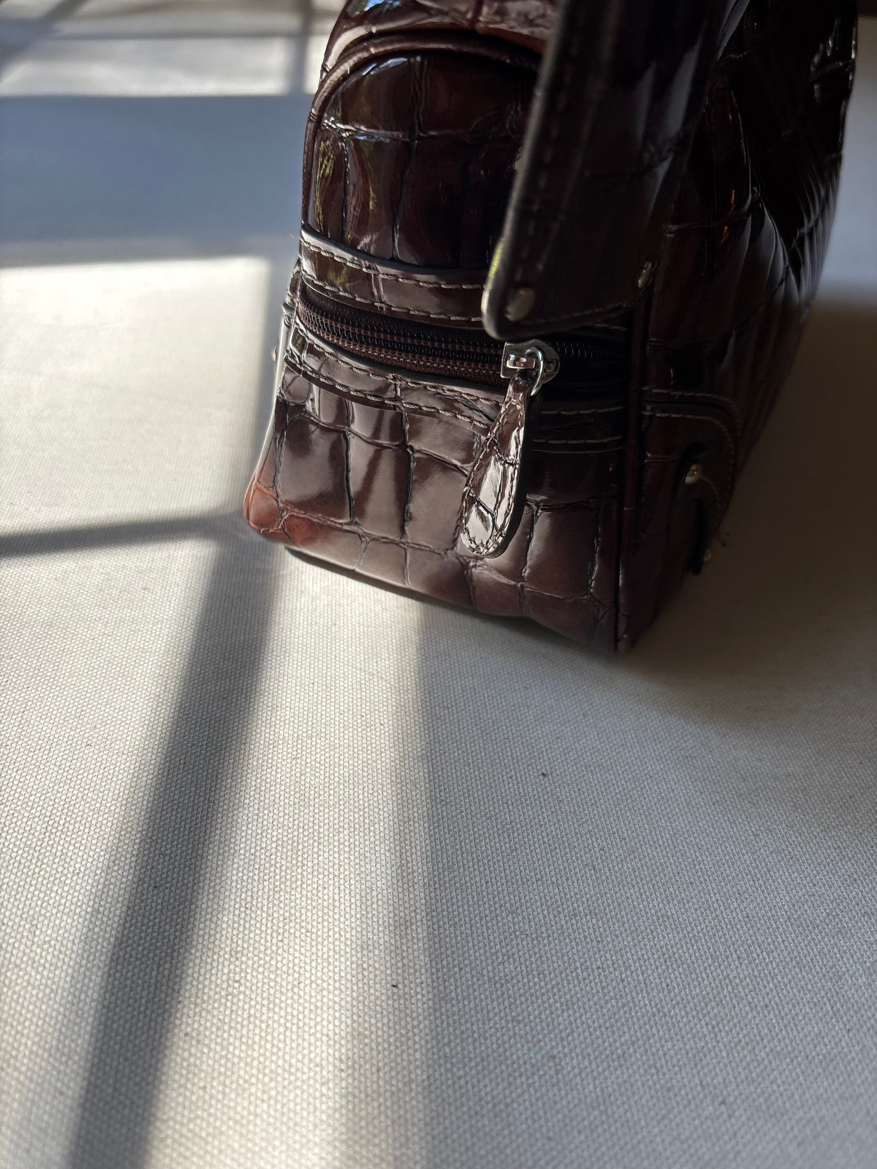 Y2K Brown Faux Aligator Shoulder Bag with Card Holder