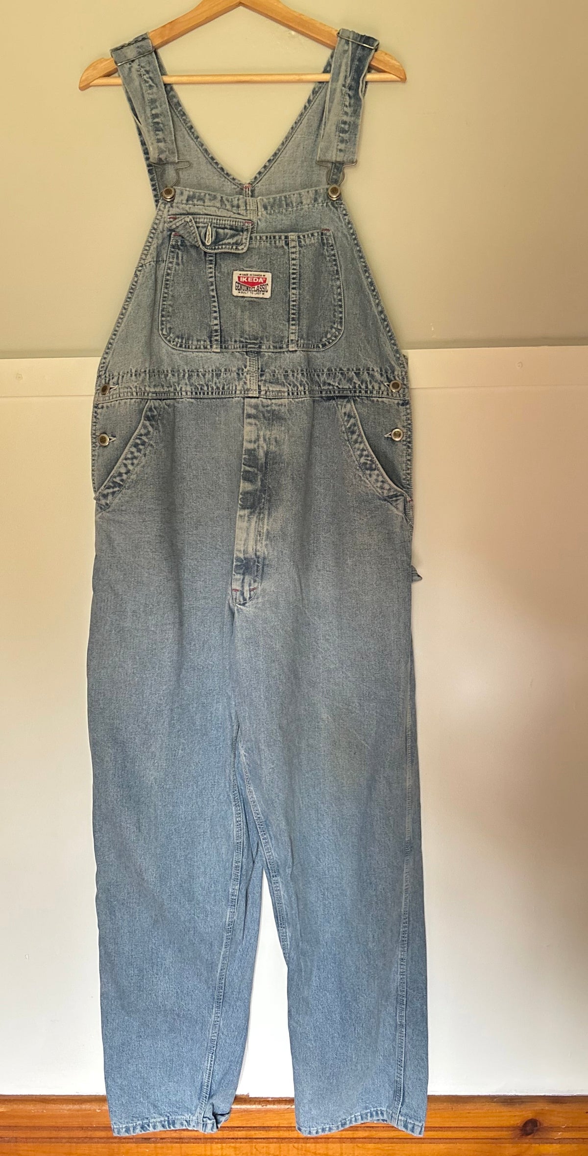 1990s Light Wash Ikeda Overalls | size 36"