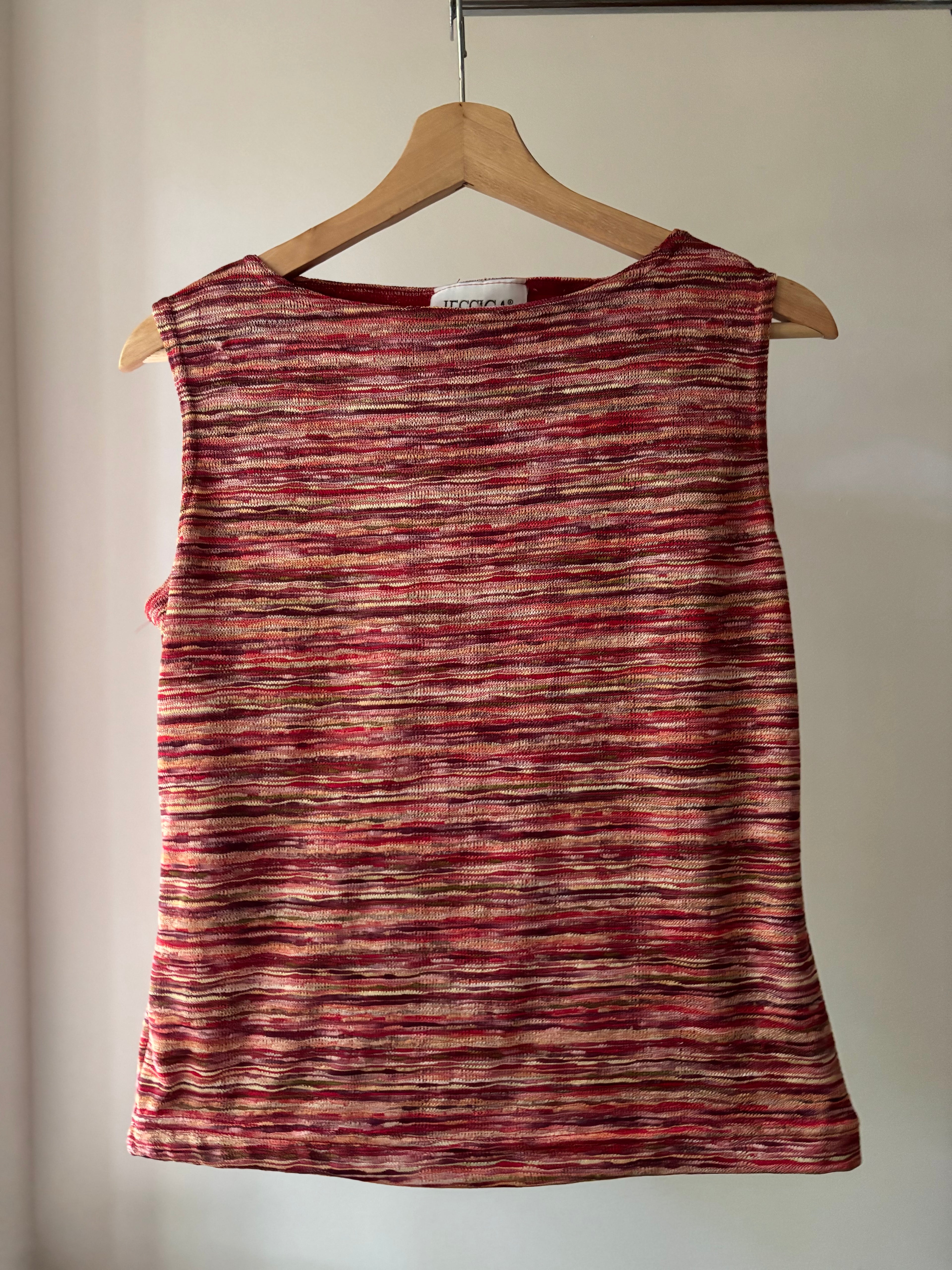 1990s Textured Colourful Knit Tank Top
