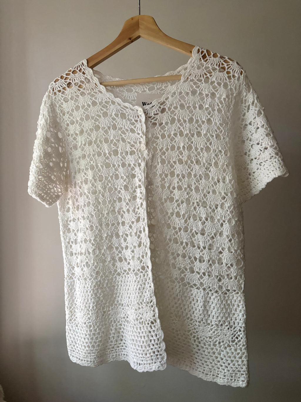 Vintage White Cotton Crochet Cardigan