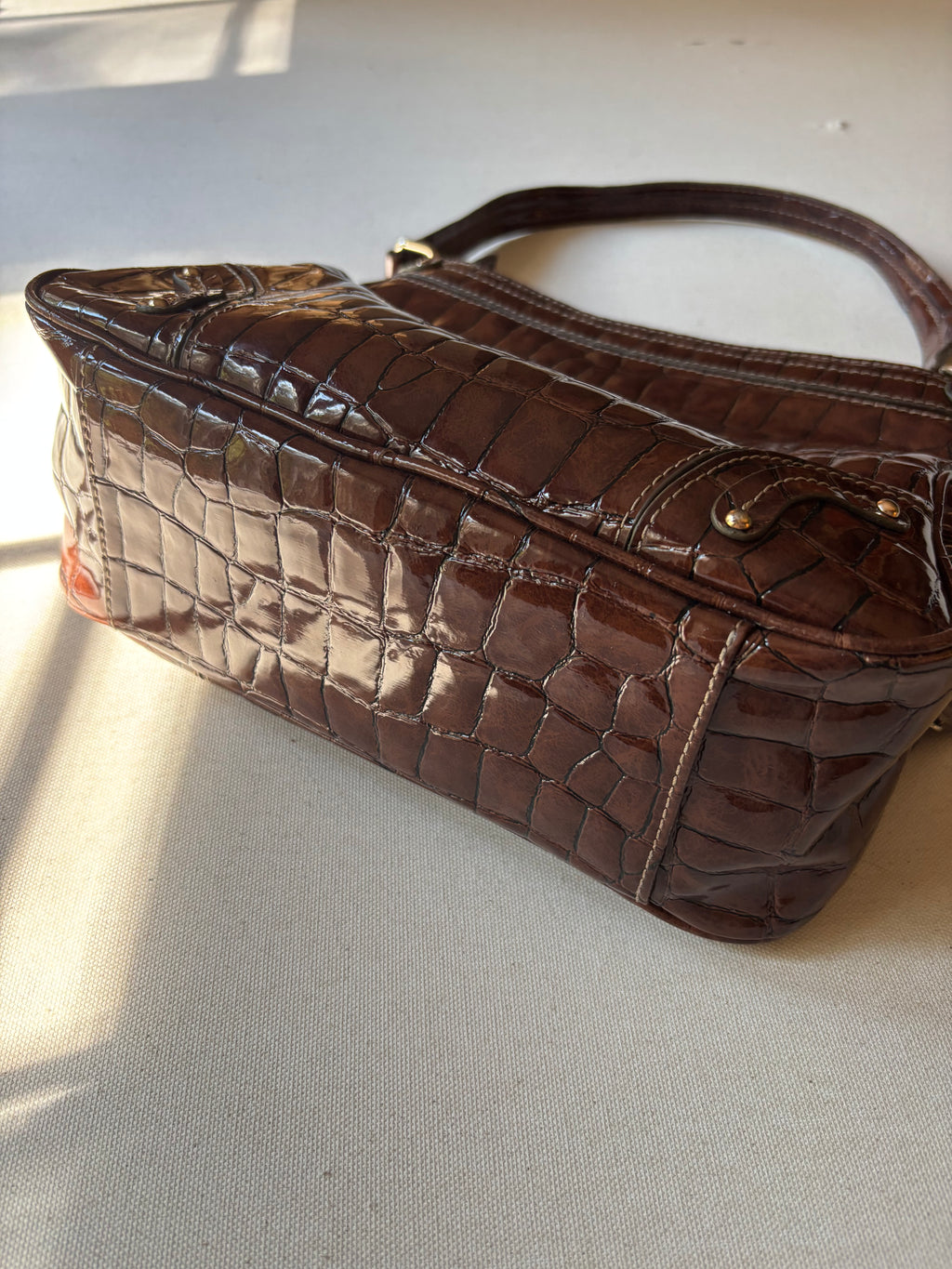 Y2K Brown Faux Aligator Shoulder Bag with Card Holder