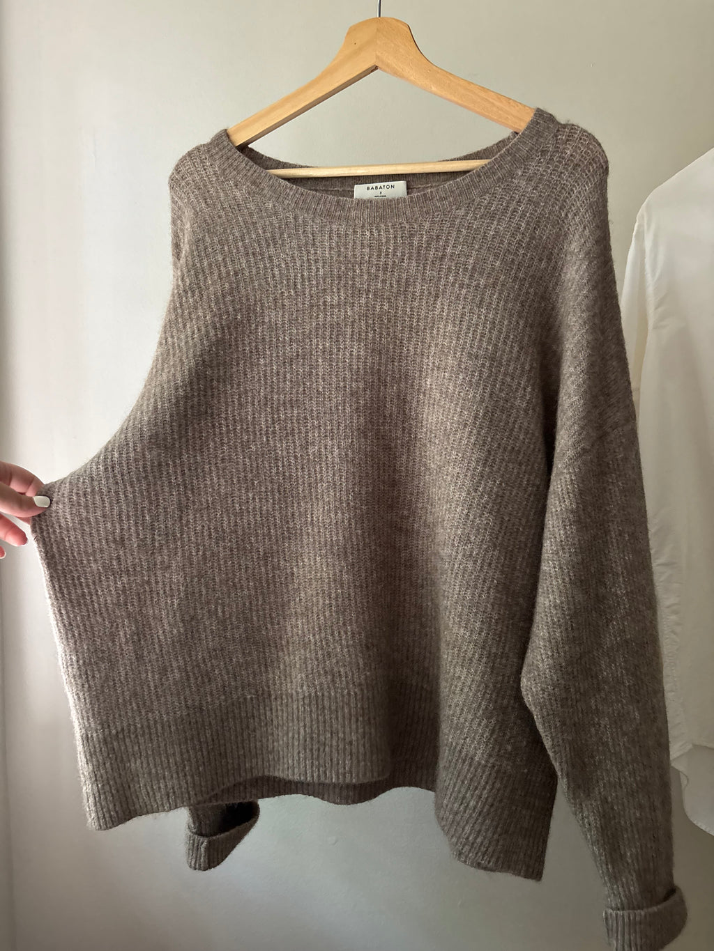 Marled Brown Boxy Wool Babaton Sweater