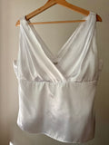 1990s White Satin Deep V Top with Interior Camisole