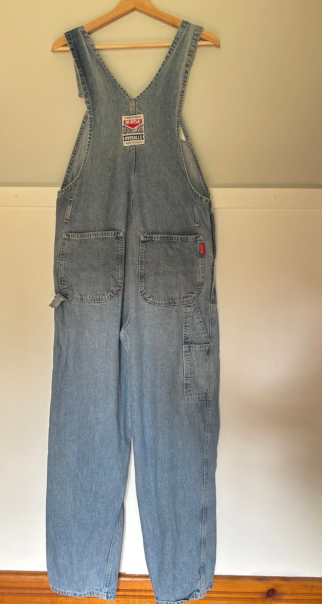 1990s Light Wash Ikeda Overalls | size 36"
