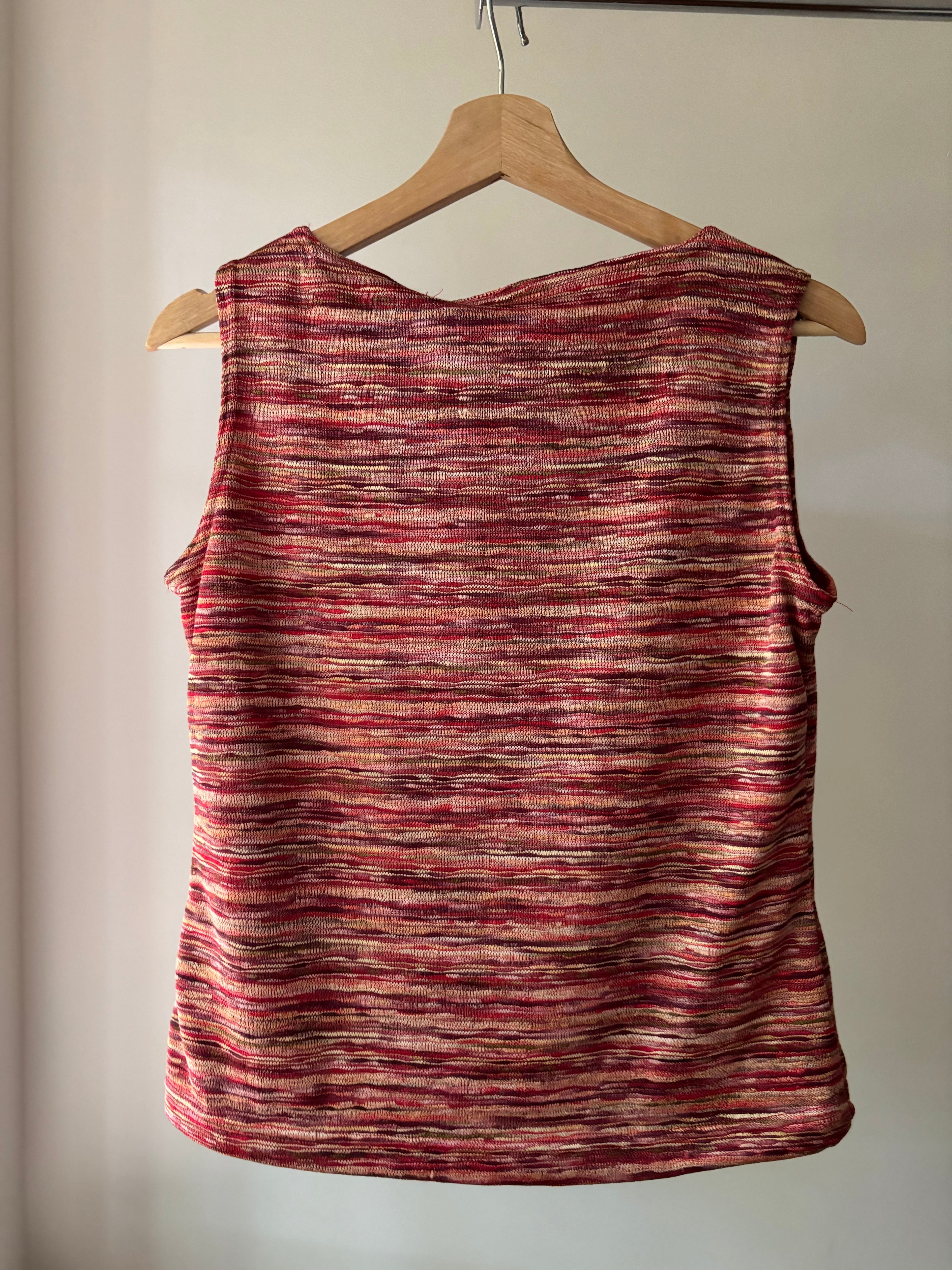 1990s Textured Colourful Knit Tank Top