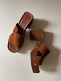 Y2K Italian Leather Block Heel Sandals with Studs