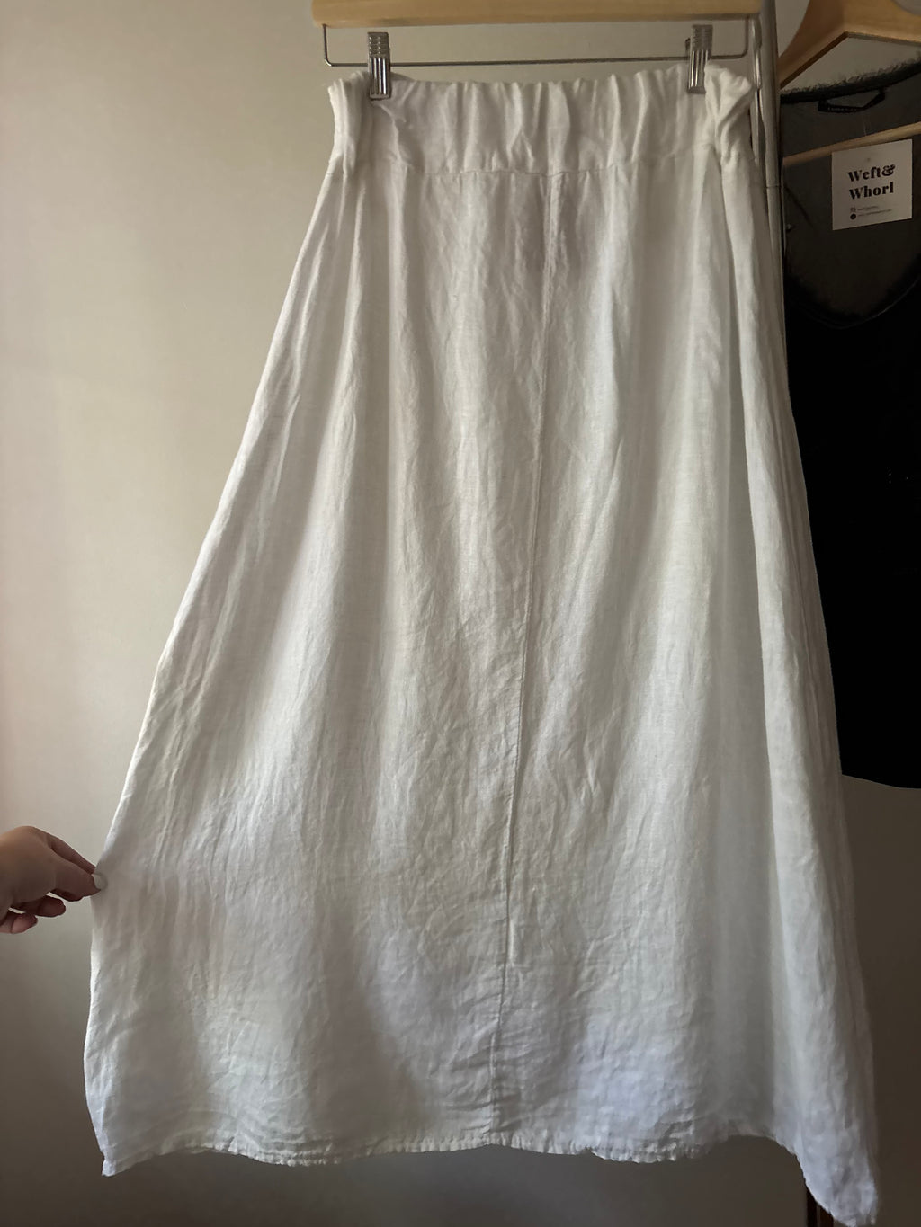 Flowy White Linen Italian Maxi Skirt | Size 30-32”