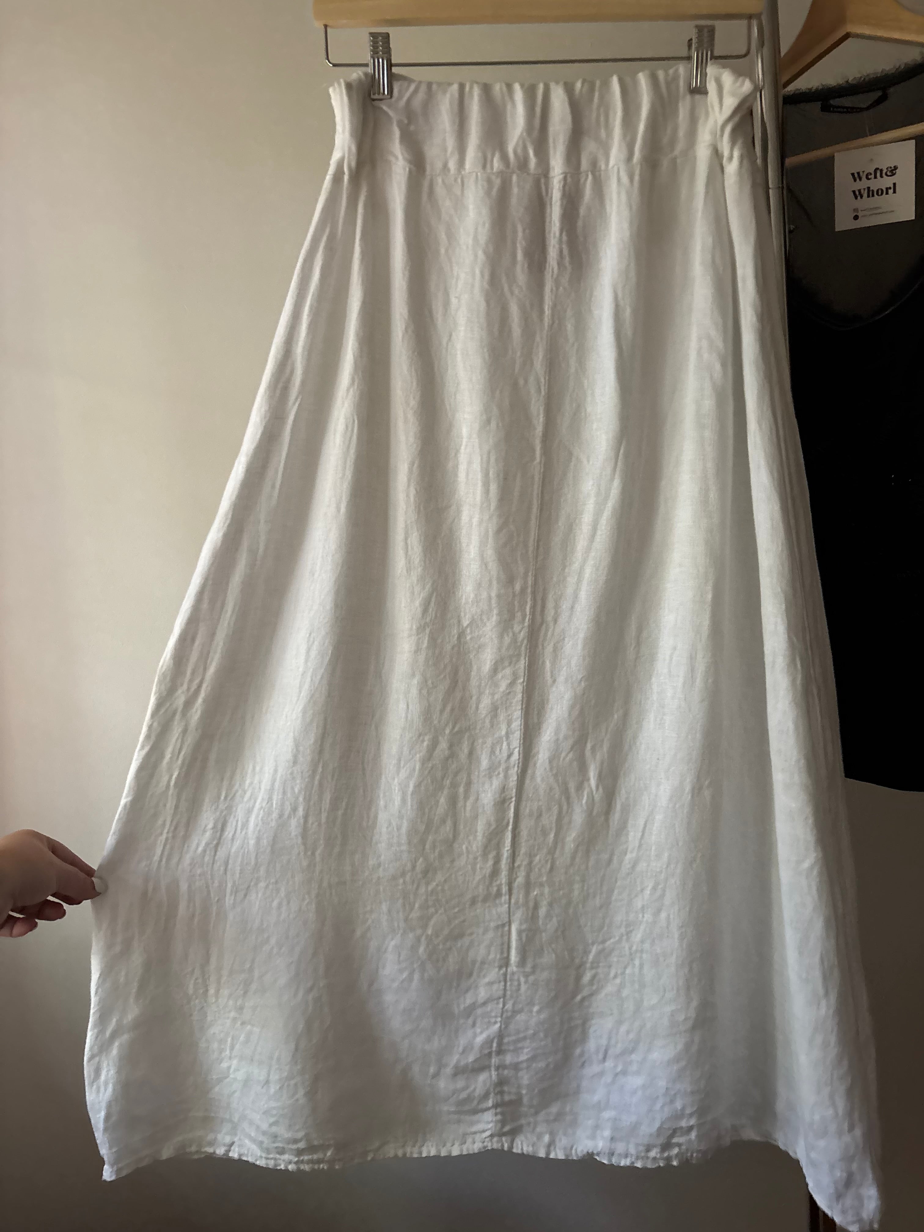 Flowy White Linen Italian Maxi Skirt | Size 30-32”