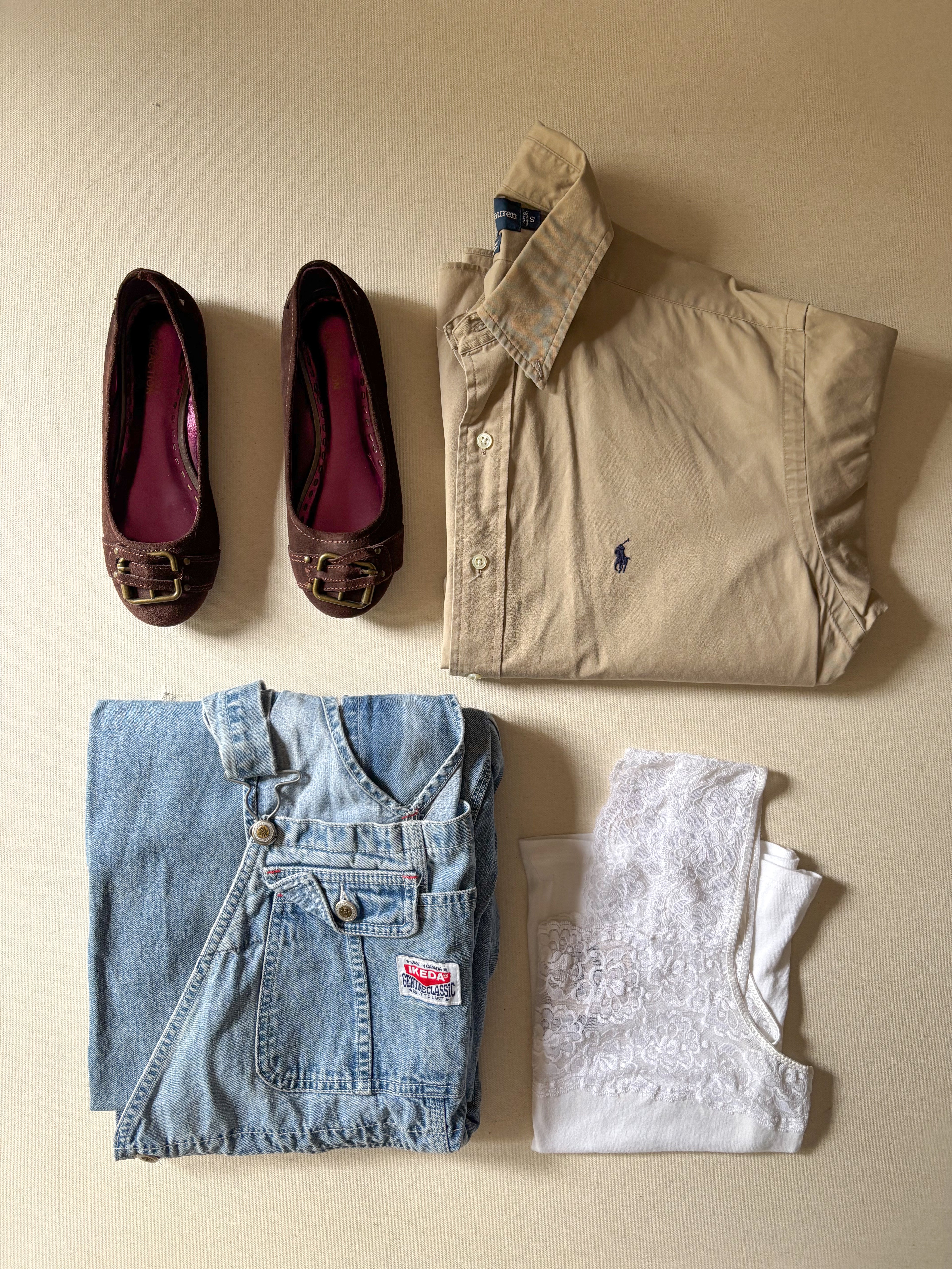 1990s Light Wash Ikeda Overalls | size 36"