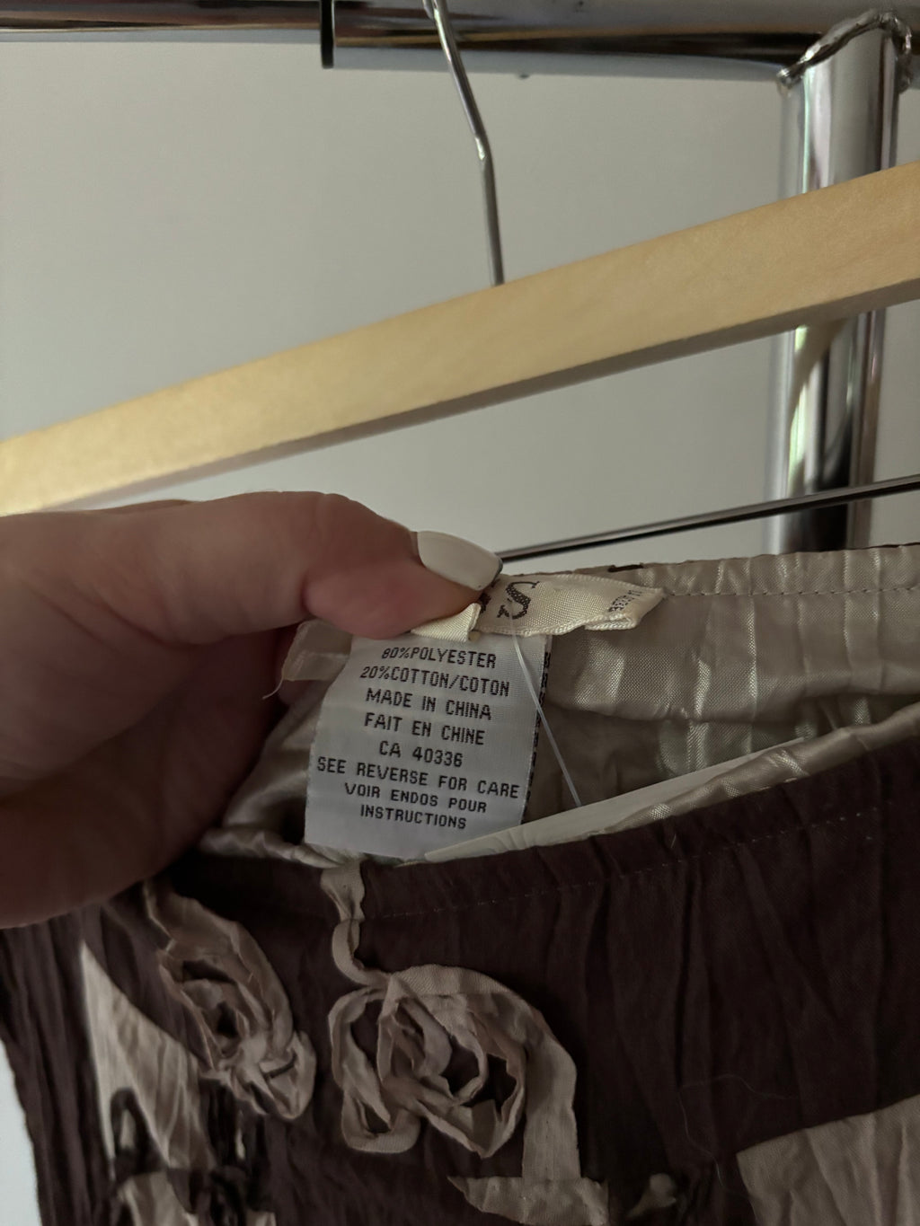 Y2K Brown Textured Maxi Skirt with Lace Trim | Size 31”
