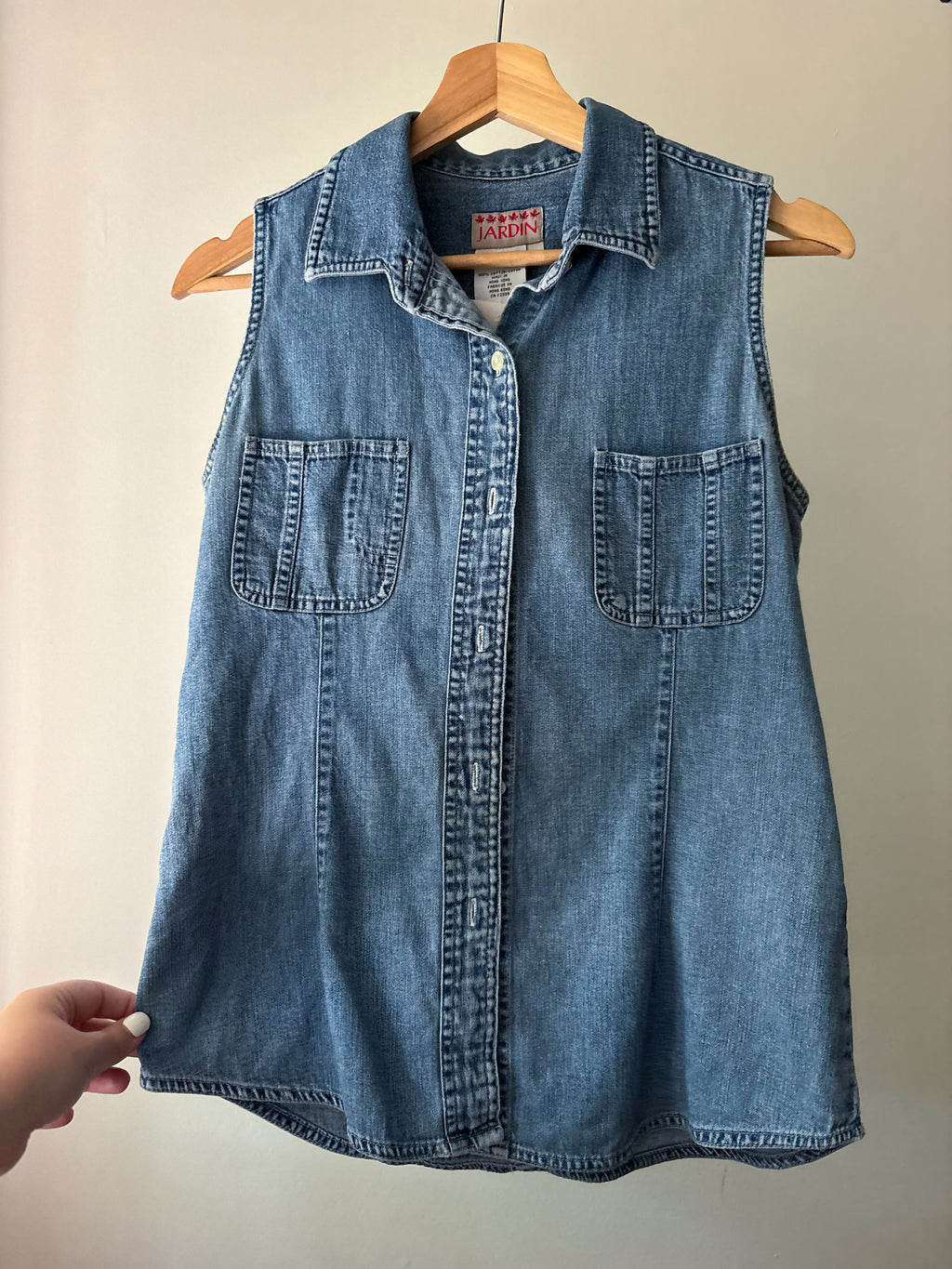 1990s Sleeveless Denim Blouse