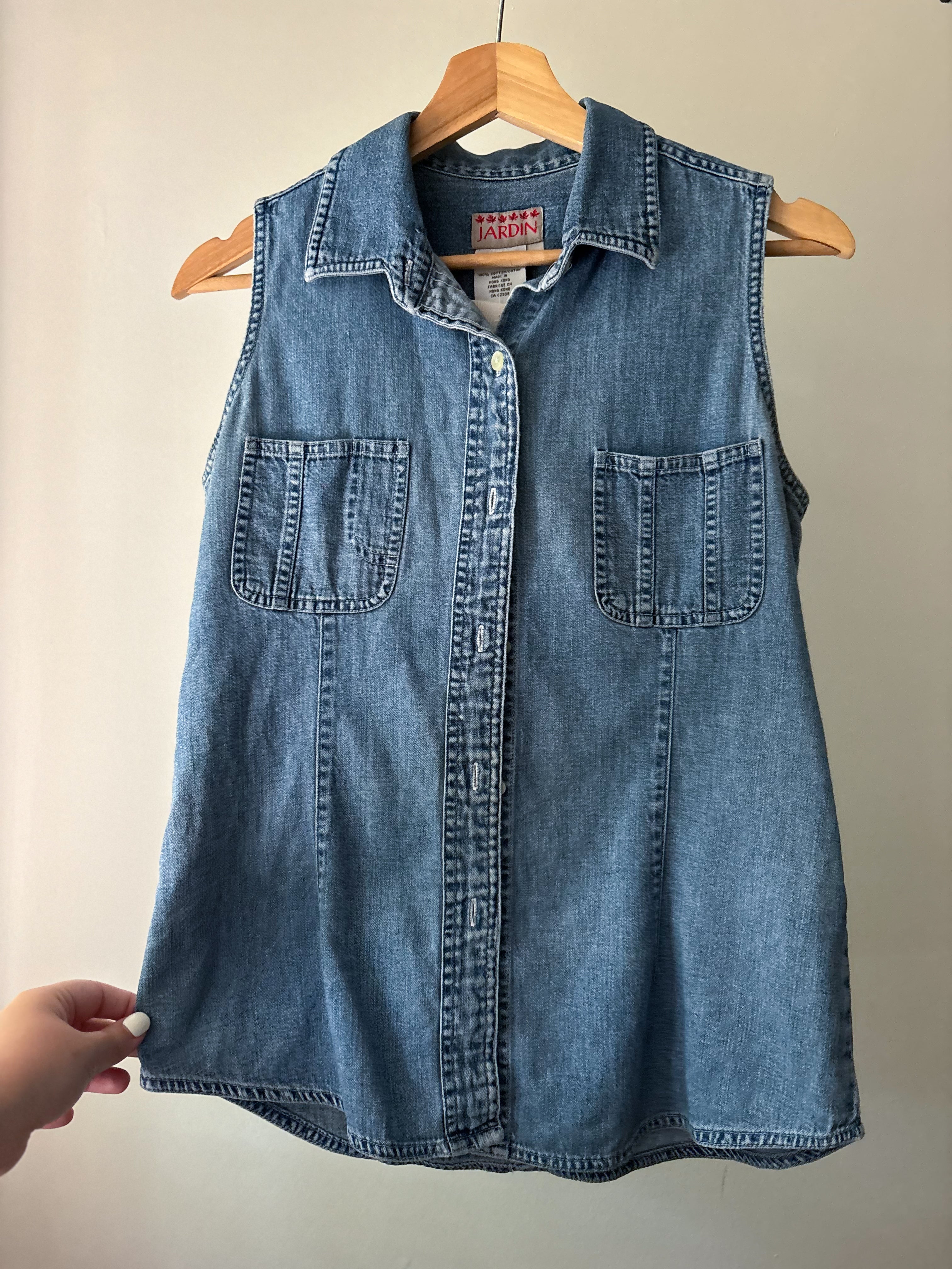 1990s Sleeveless Denim Blouse