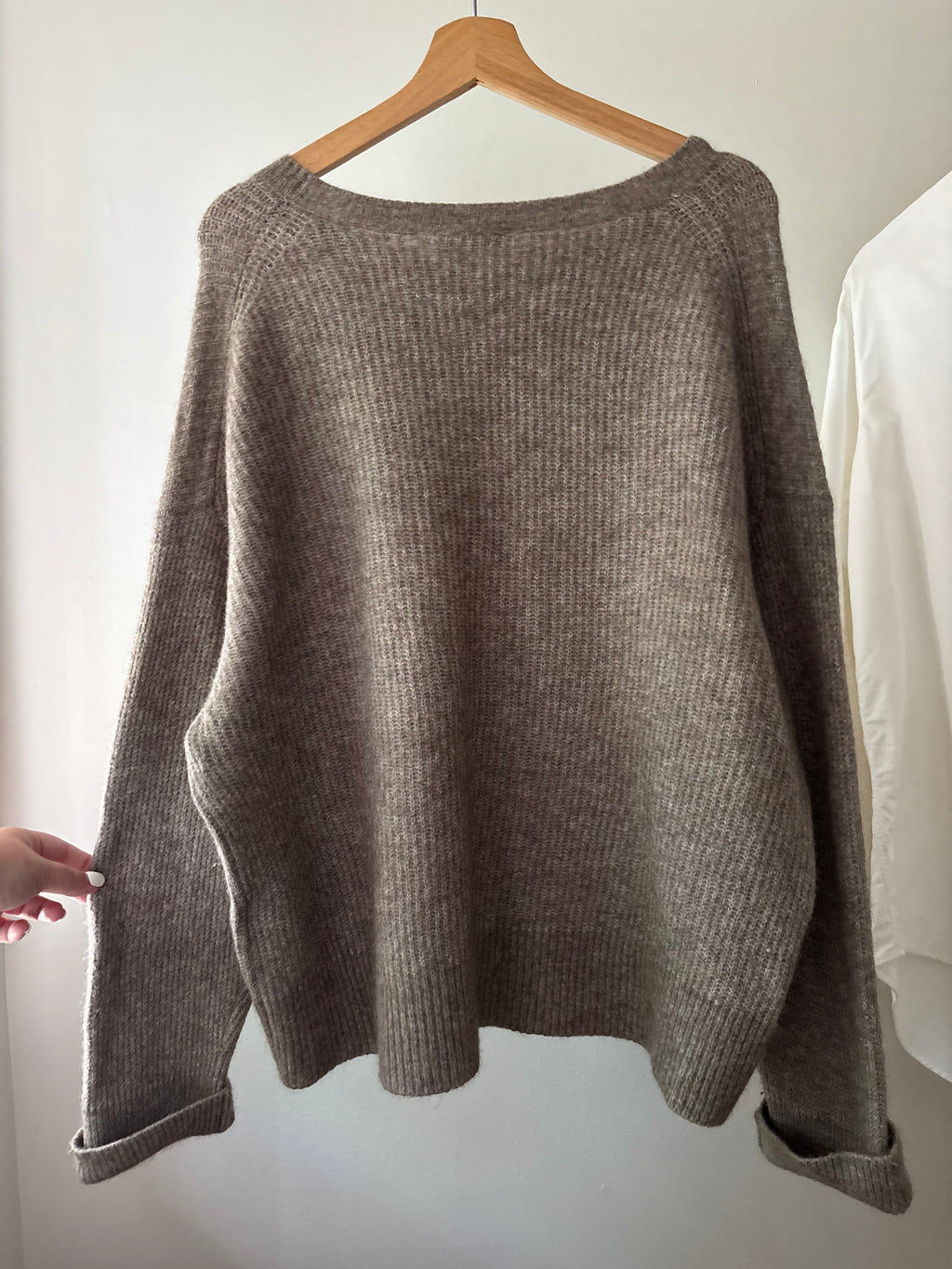 Marled Brown Boxy Wool Babaton Sweater