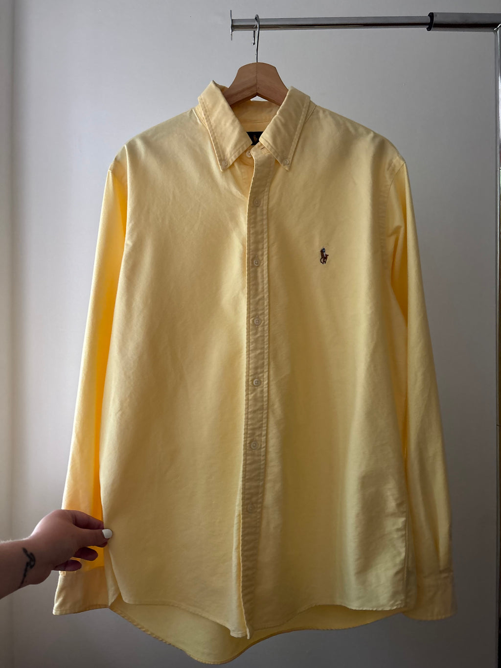 Y2K Butter Yellow Ralph Lauren Shirt with Brown Pony