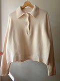 Cream Merino Wool Boxy Collared Sweater | Wilfred Knit Sweater