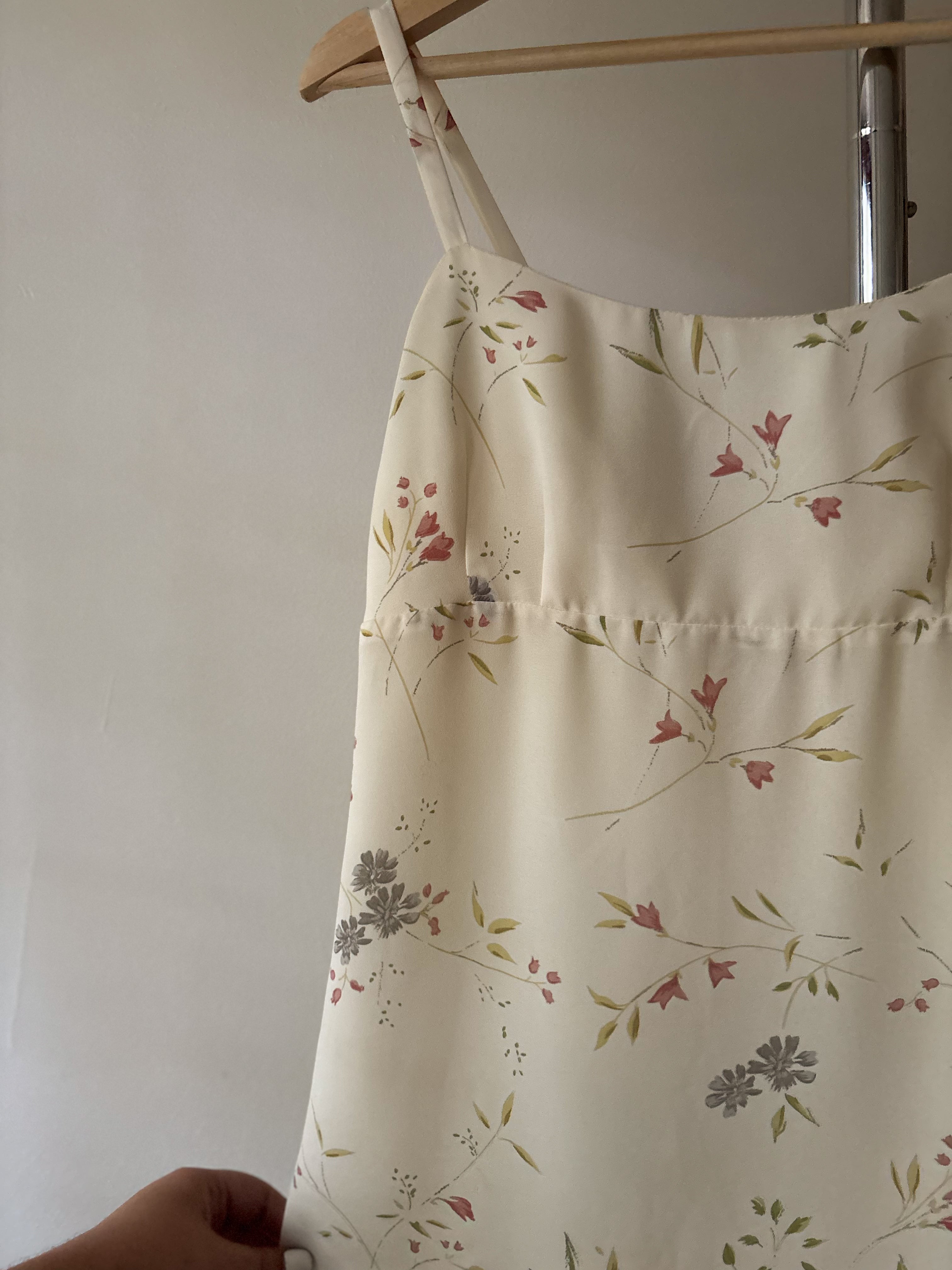 1990s Cream Floral Dress