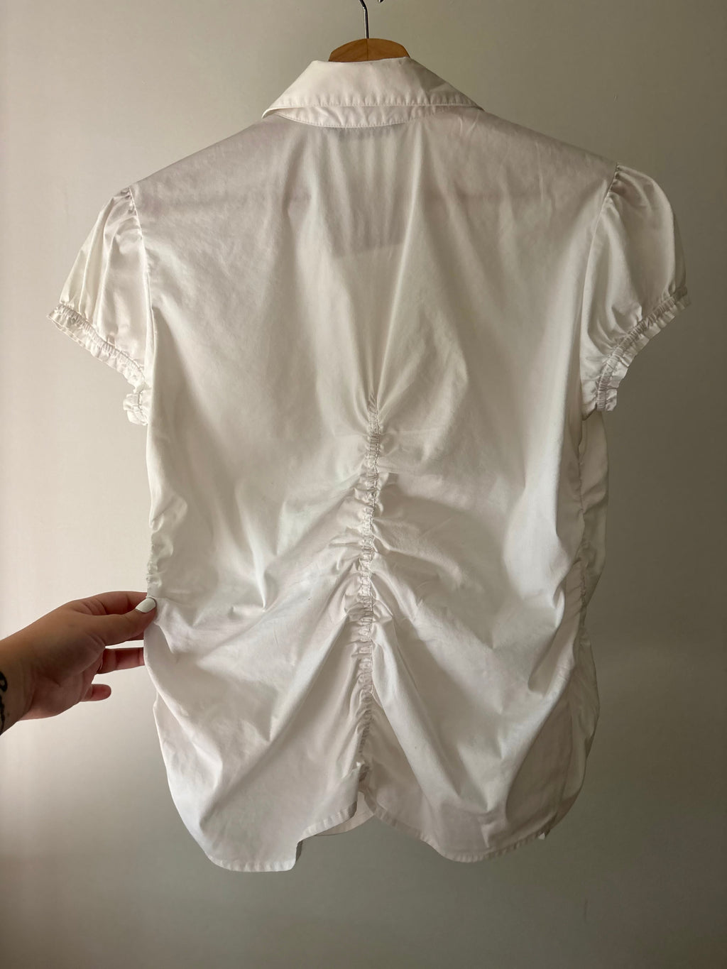 Y2K Ruched White Puff Sleeve Blouse