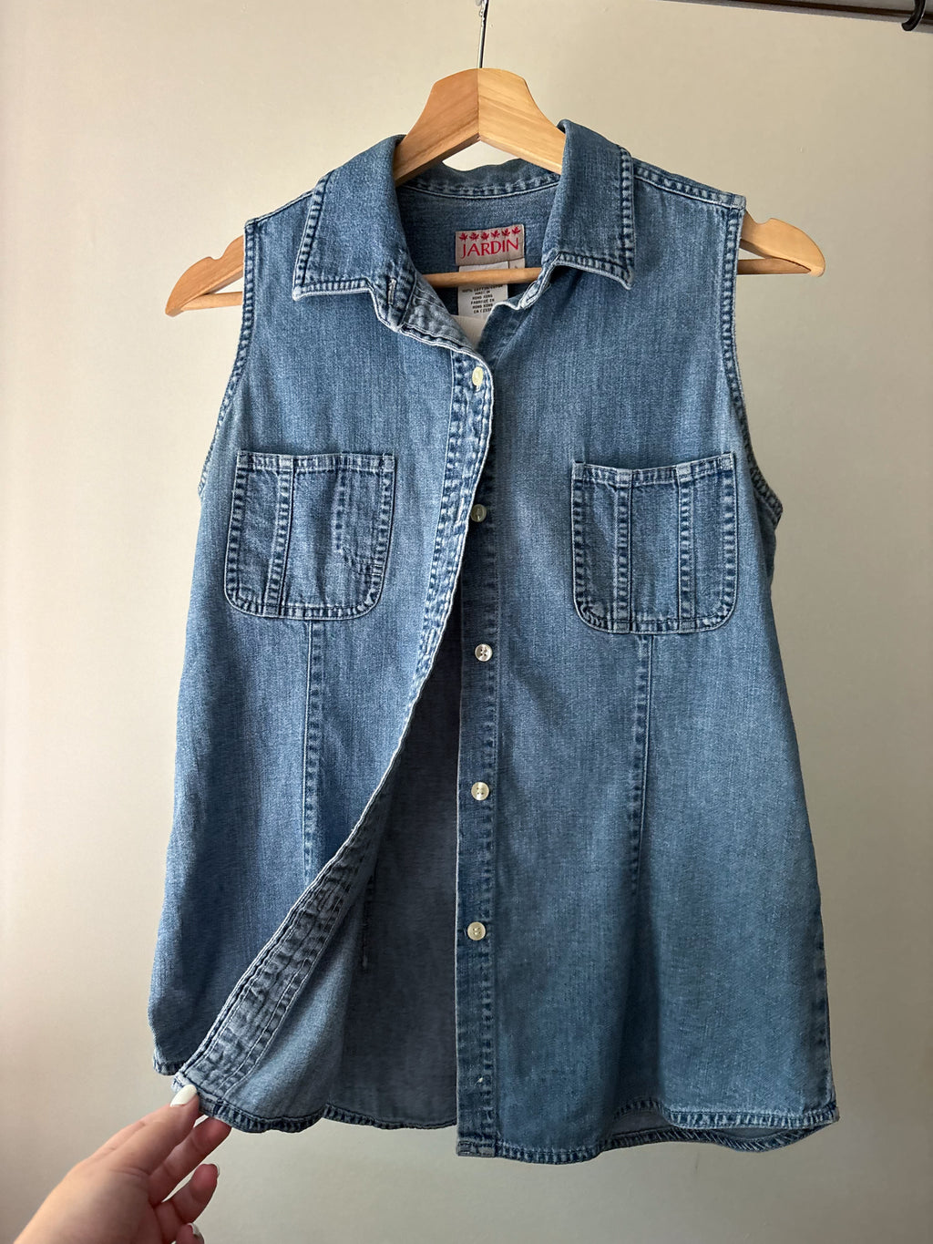 1990s Sleeveless Denim Blouse