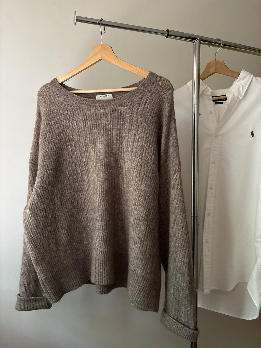 Marled Brown Boxy Wool Babaton Sweater