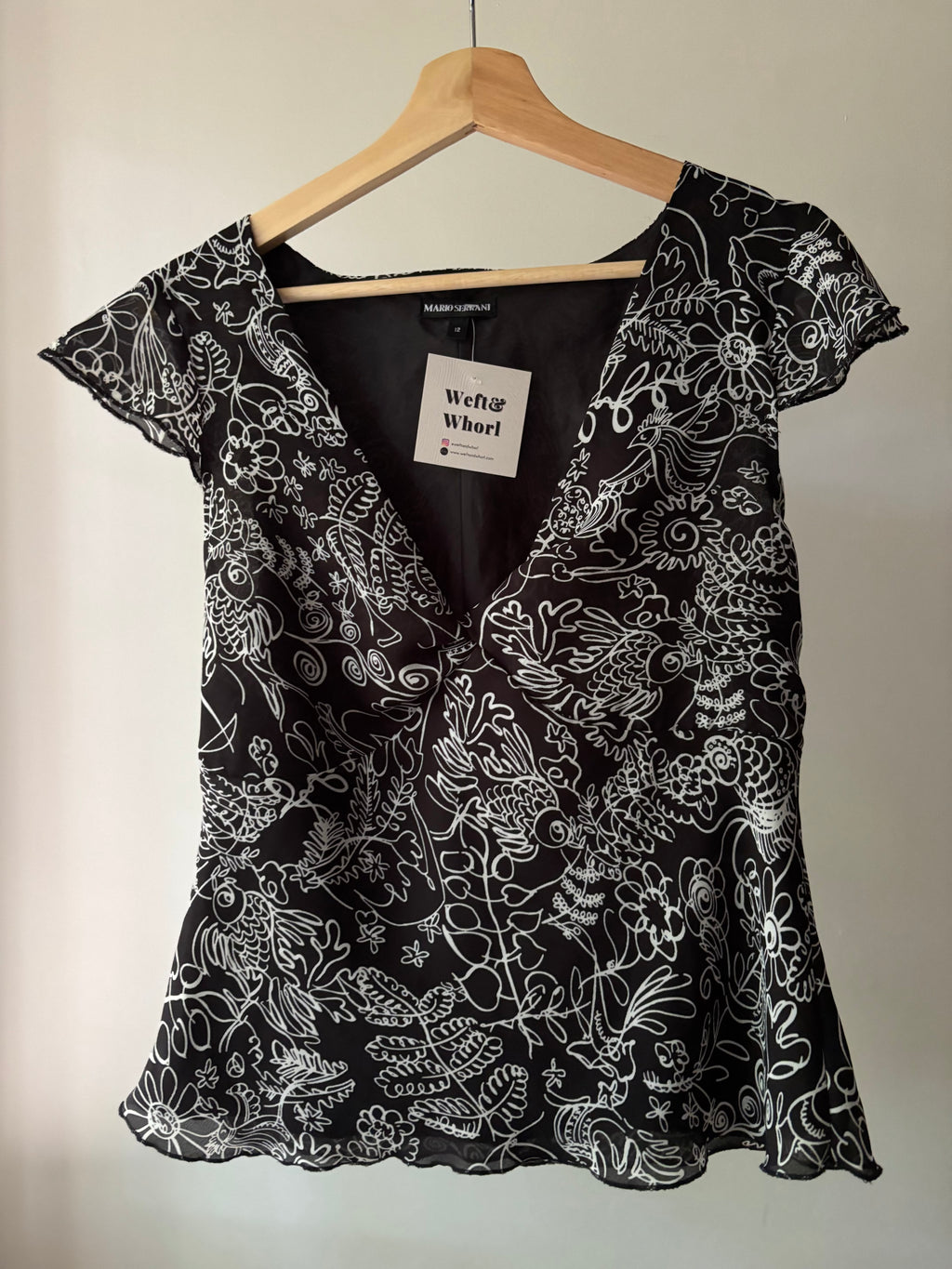 1990s Floral V-Neck Top