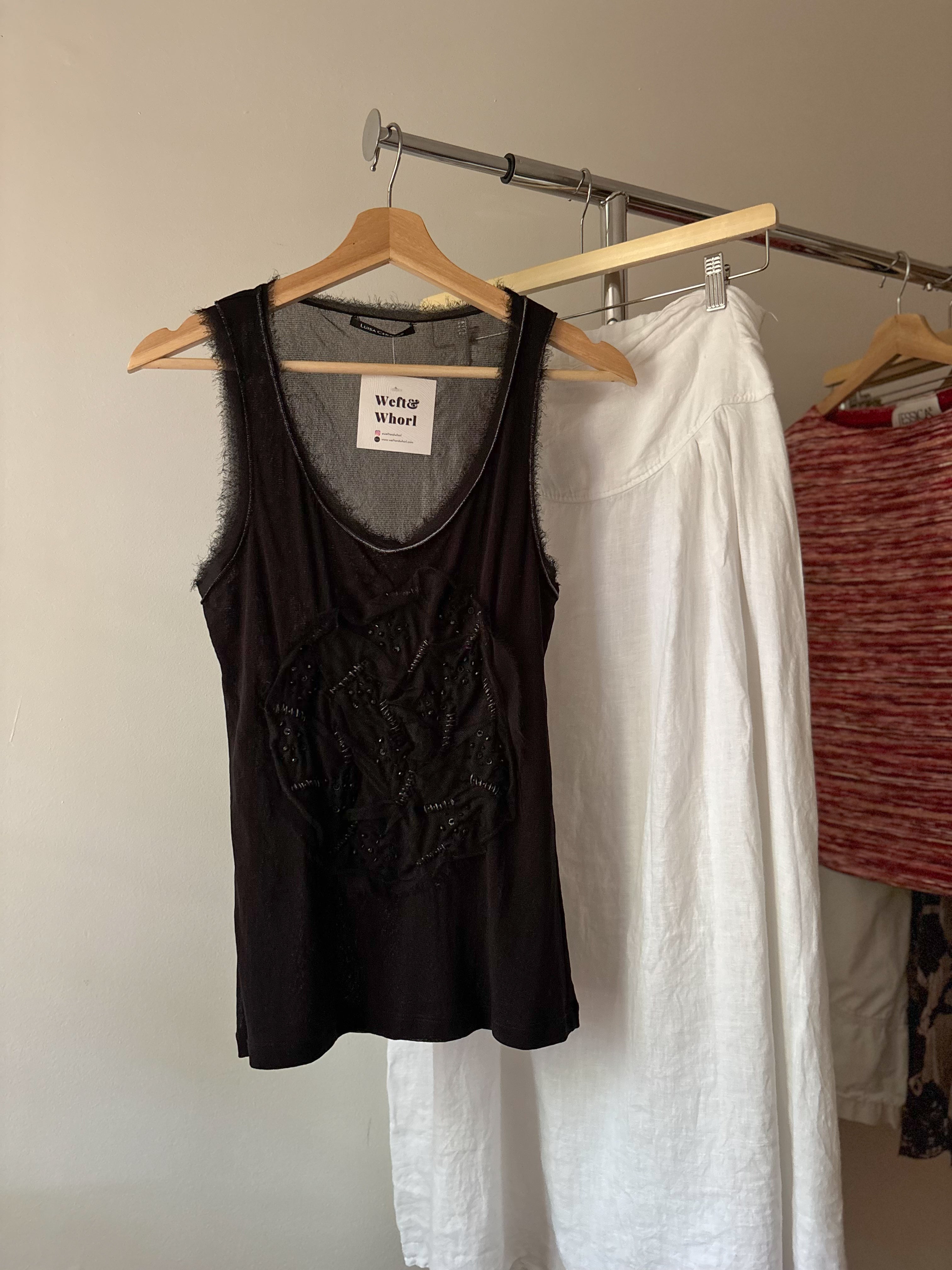 Y2K Black Mesh Tank with Big Flower