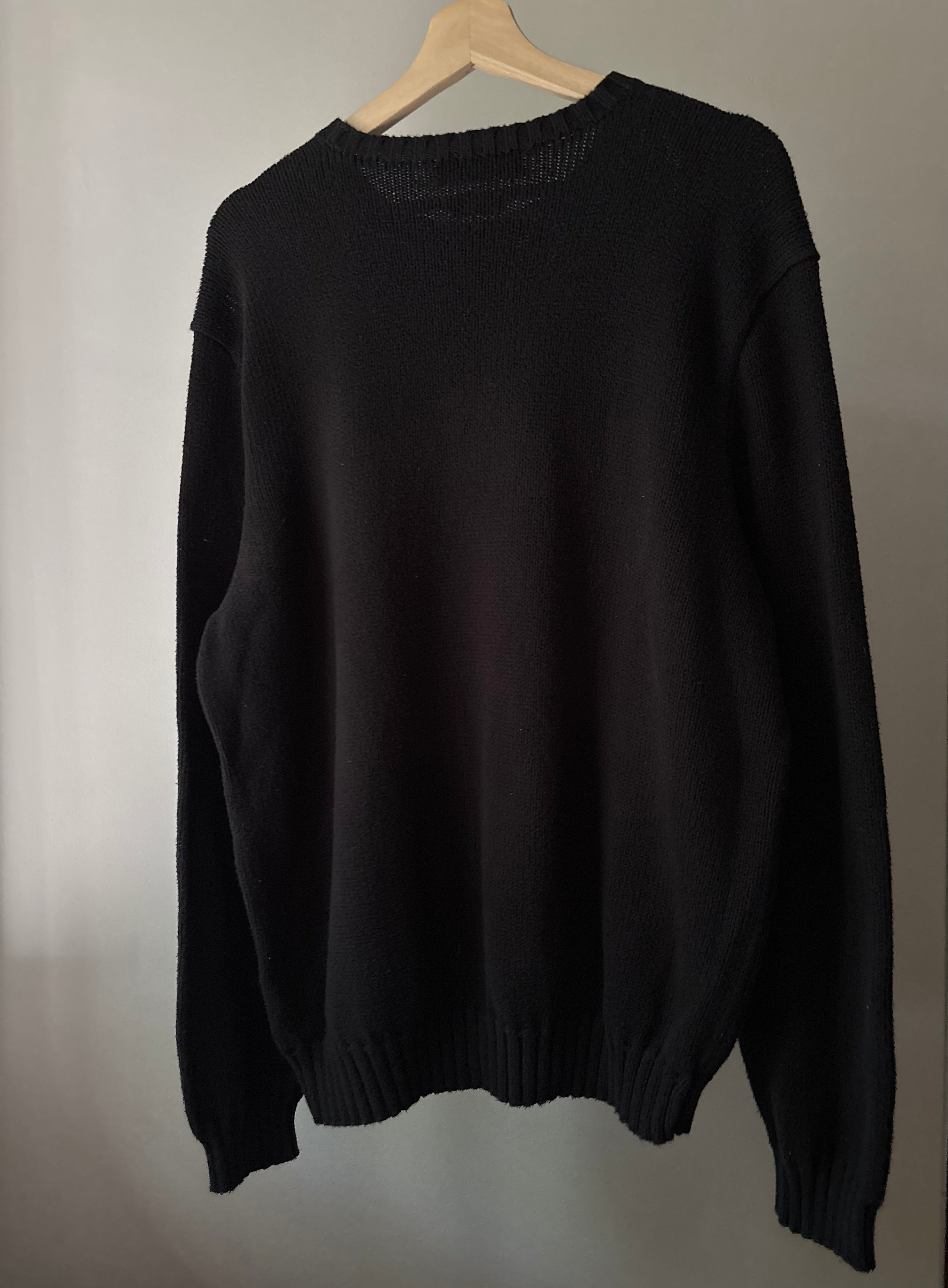 1990s Black Ralph Lauren Crew Knit with Purple Pony