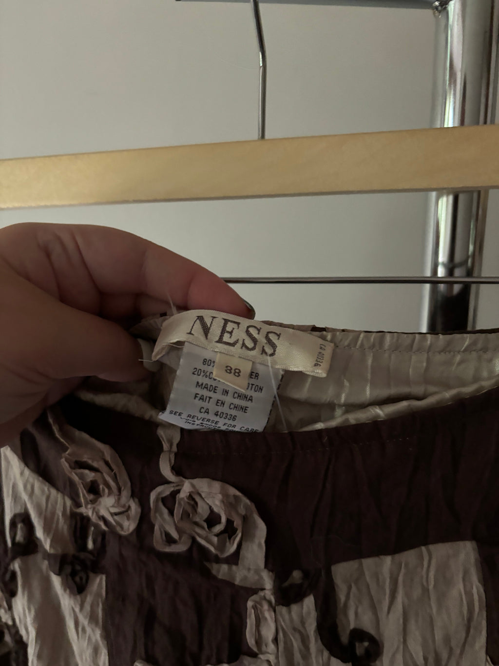 Y2K Brown Textured Maxi Skirt with Lace Trim | Size 31”