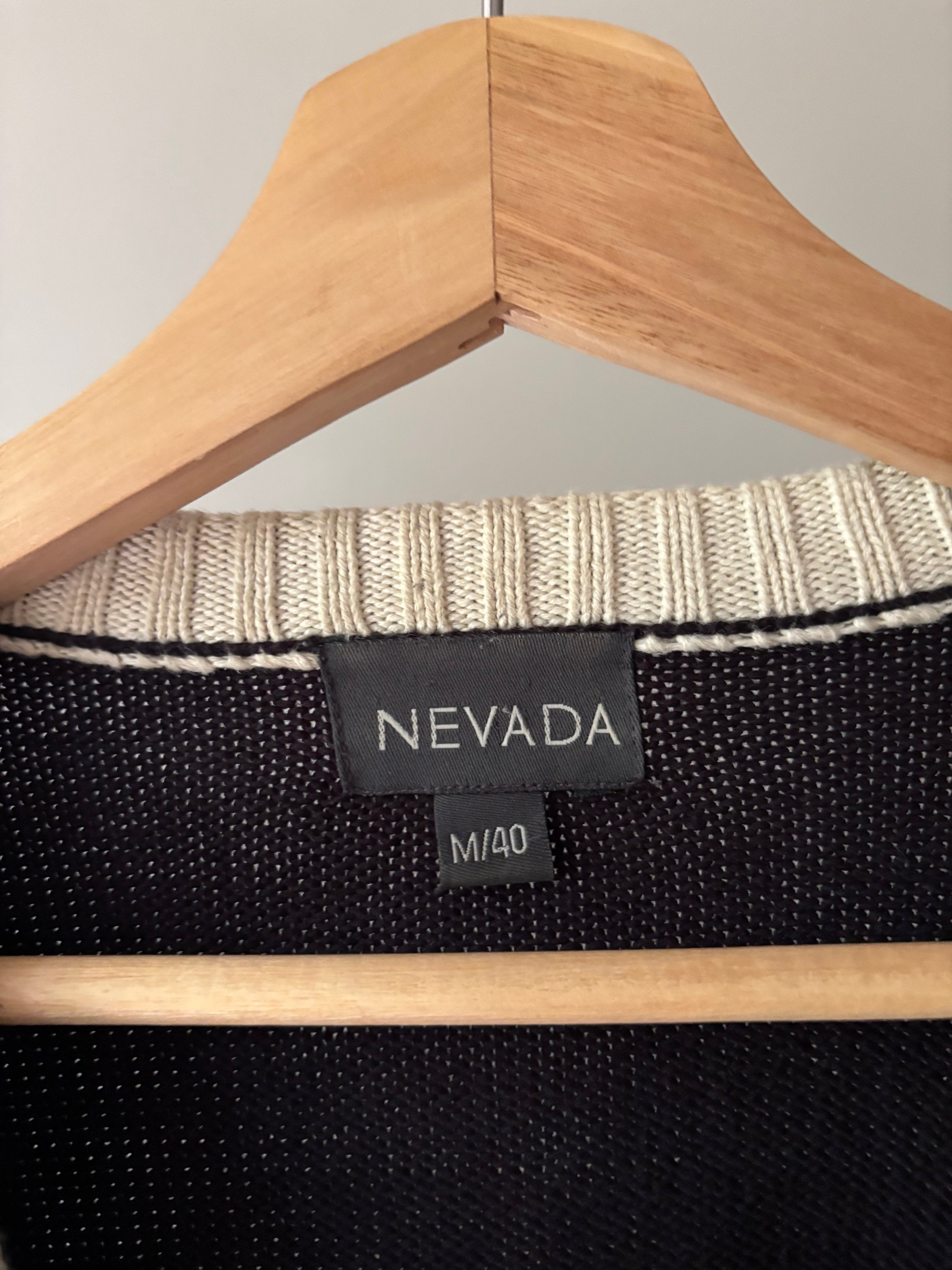 Y2K Navy Blue & Cream Trim Cotton Sweater