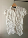 Y2K Ruched White Puff Sleeve Blouse