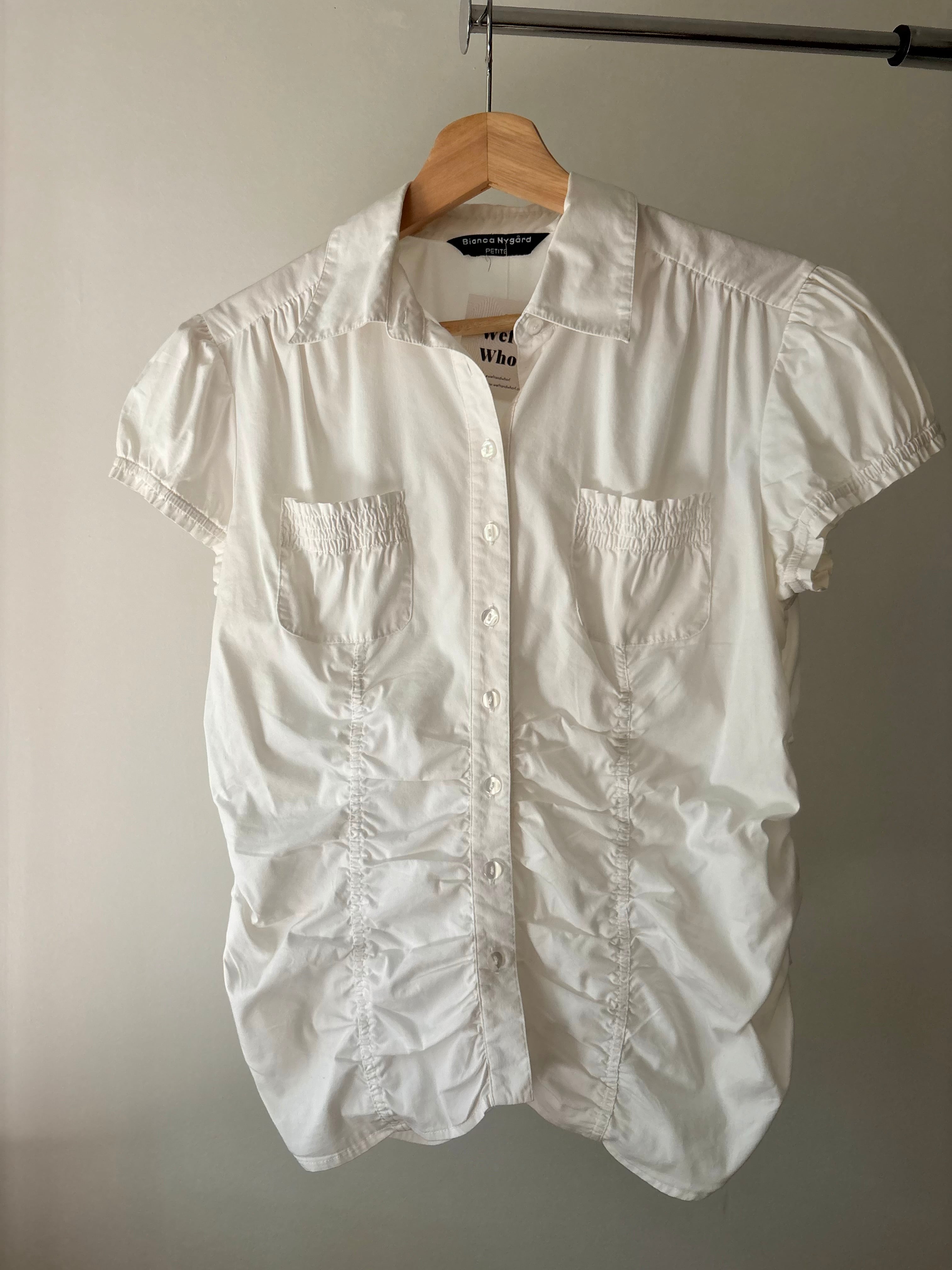Y2K Ruched White Puff Sleeve Blouse