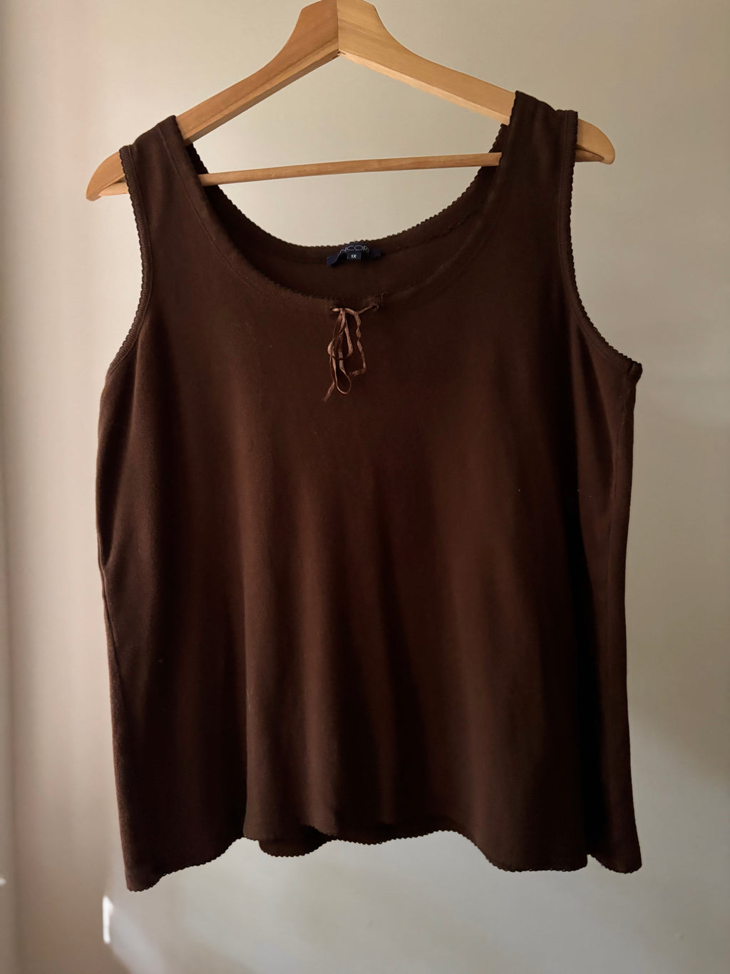 1990s Brown Cotton Tank with Tie