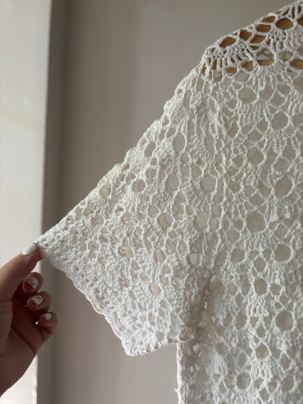Vintage White Cotton Crochet Cardigan