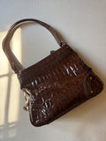 Y2K Brown Faux Aligator Shoulder Bag with Card Holder