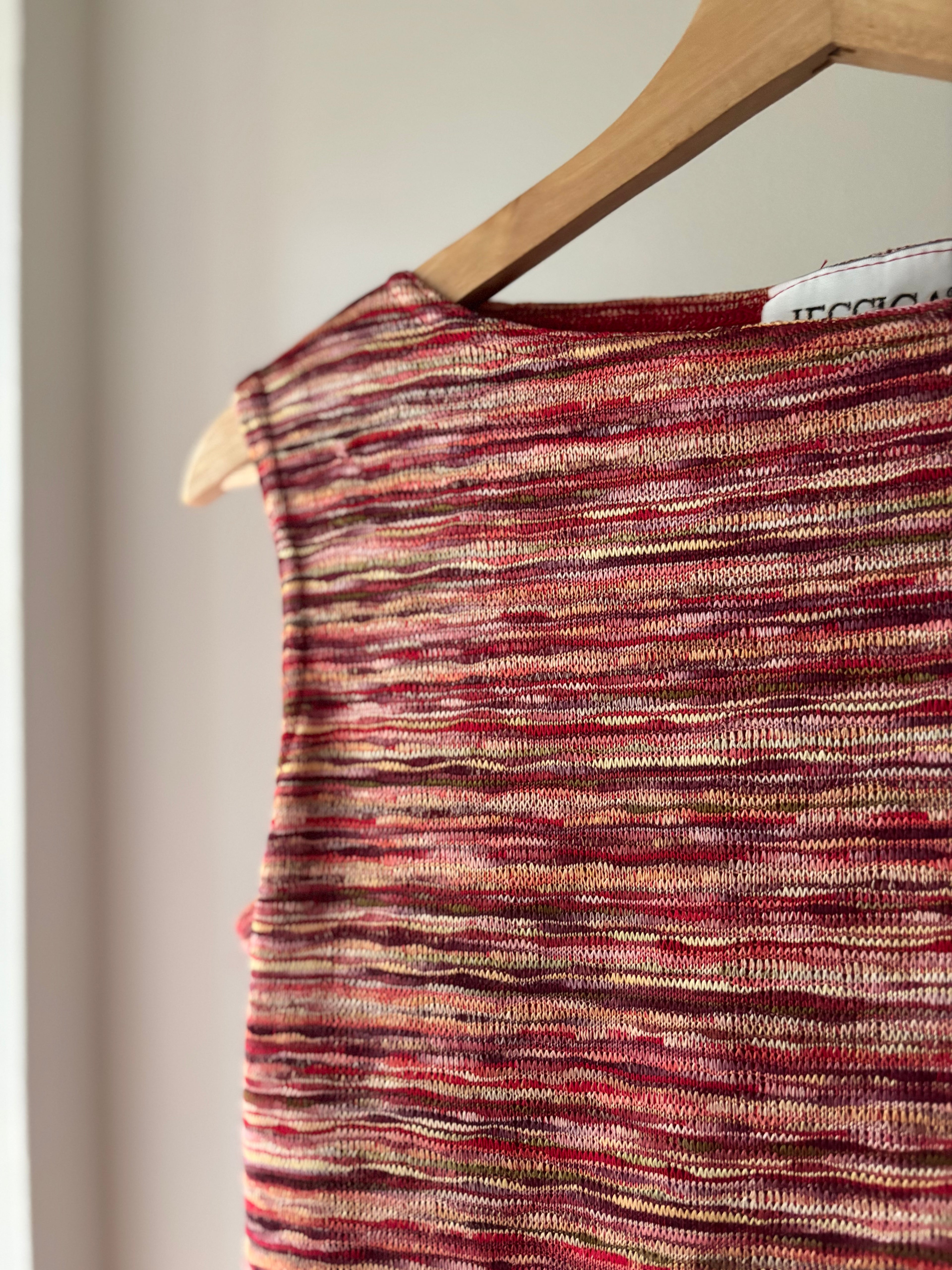 1990s Textured Colourful Knit Tank Top