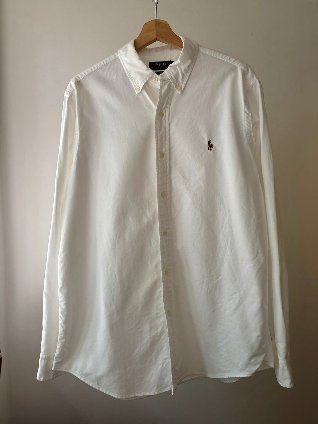 White Ralph Lauren Shirt with Brown Pony