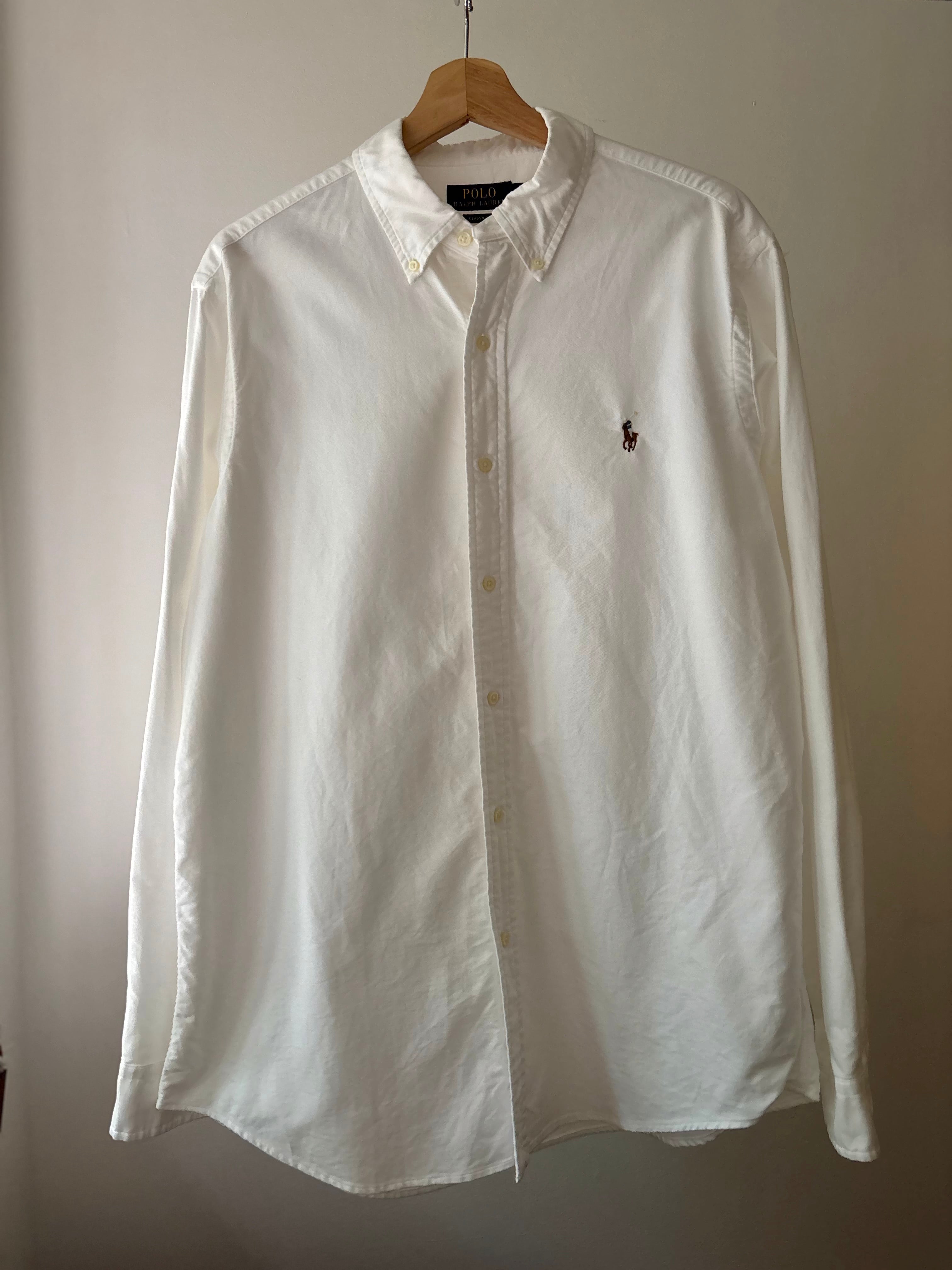 White Ralph Lauren Shirt with Brown Pony
