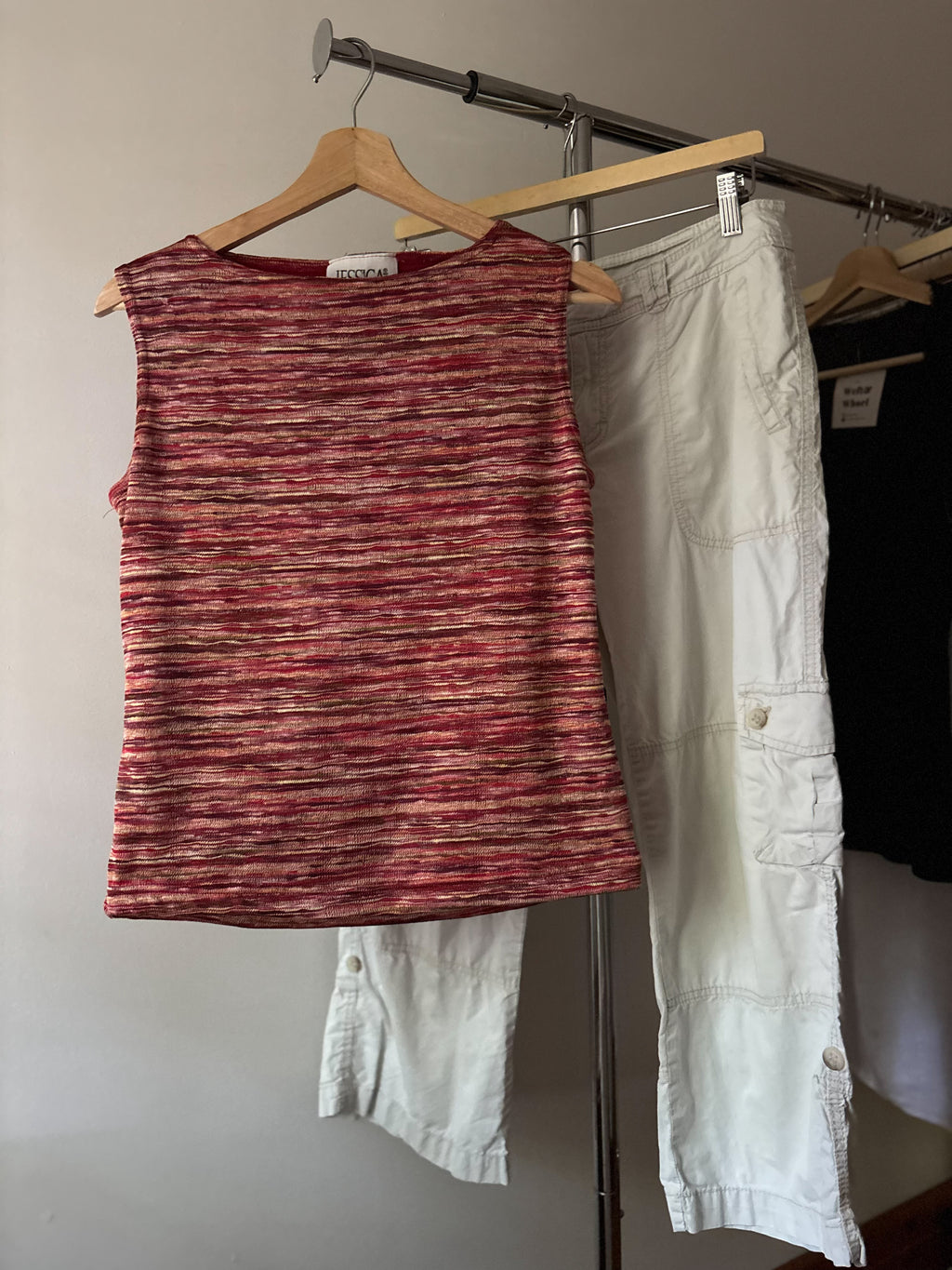 1990s Textured Colourful Knit Tank Top