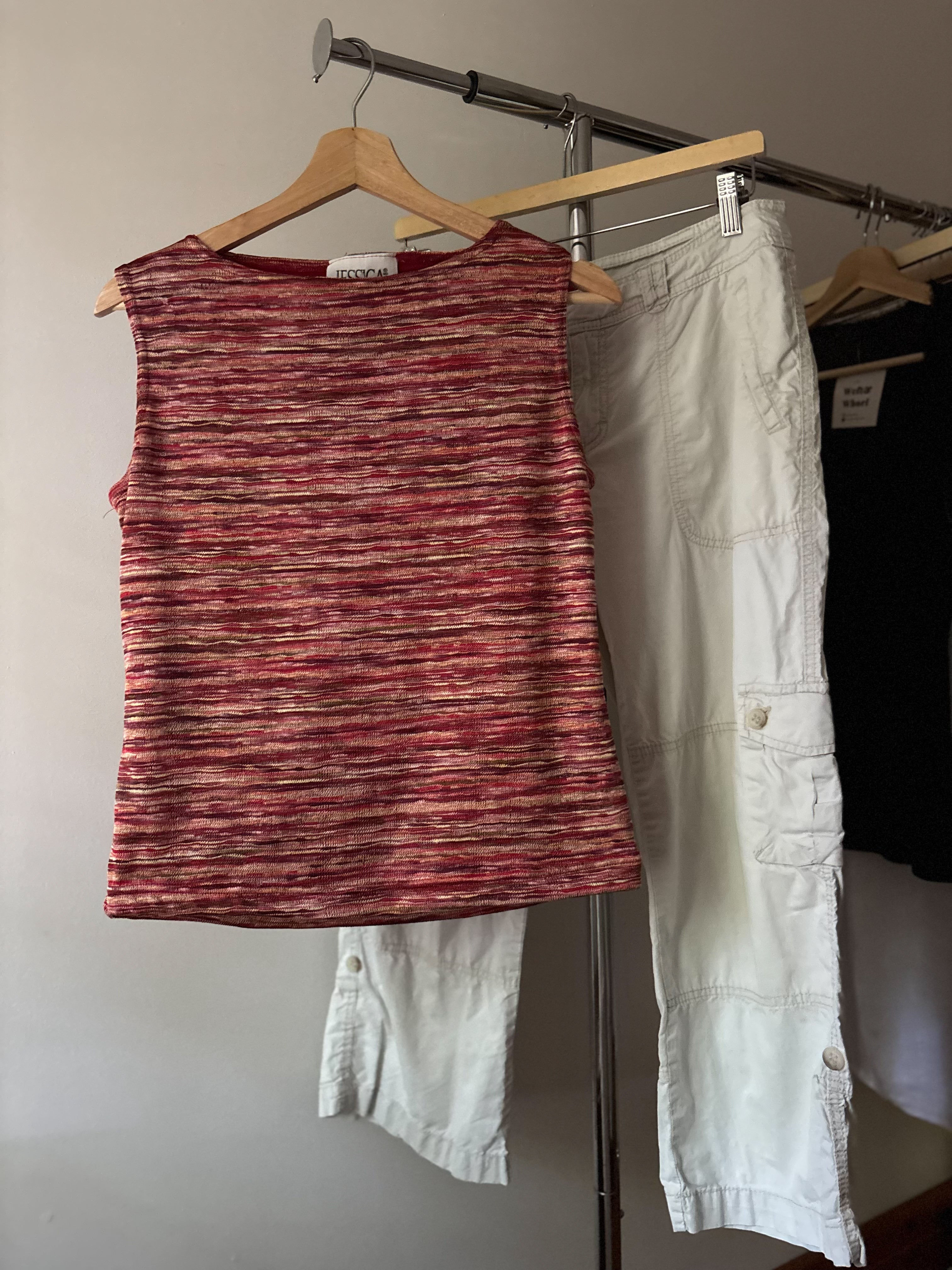 1990s Textured Colourful Knit Tank Top