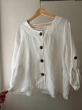 Y2K Boxy Linen Jacket with Flowy Hem