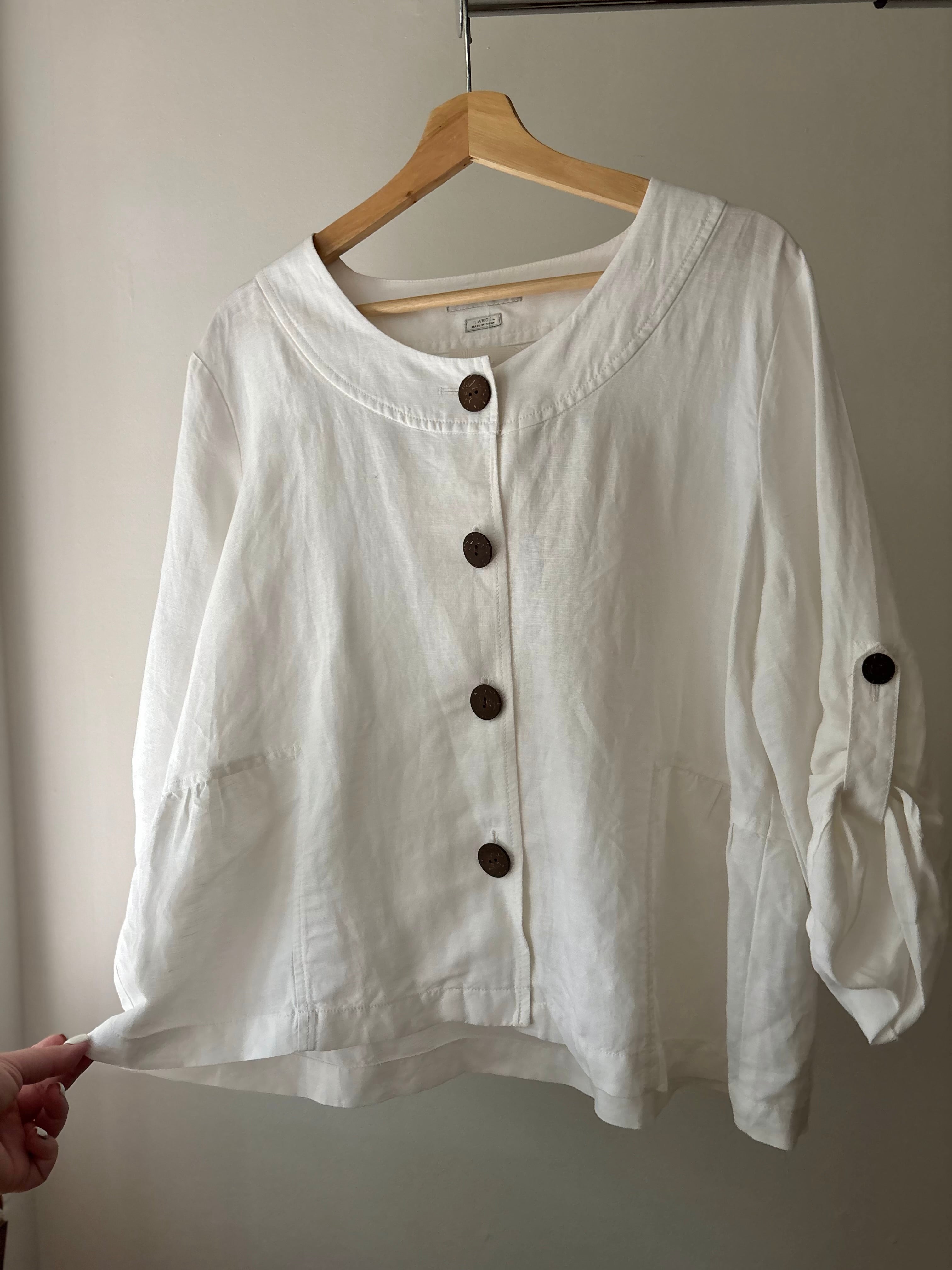Y2K Boxy Linen Jacket with Flowy Hem