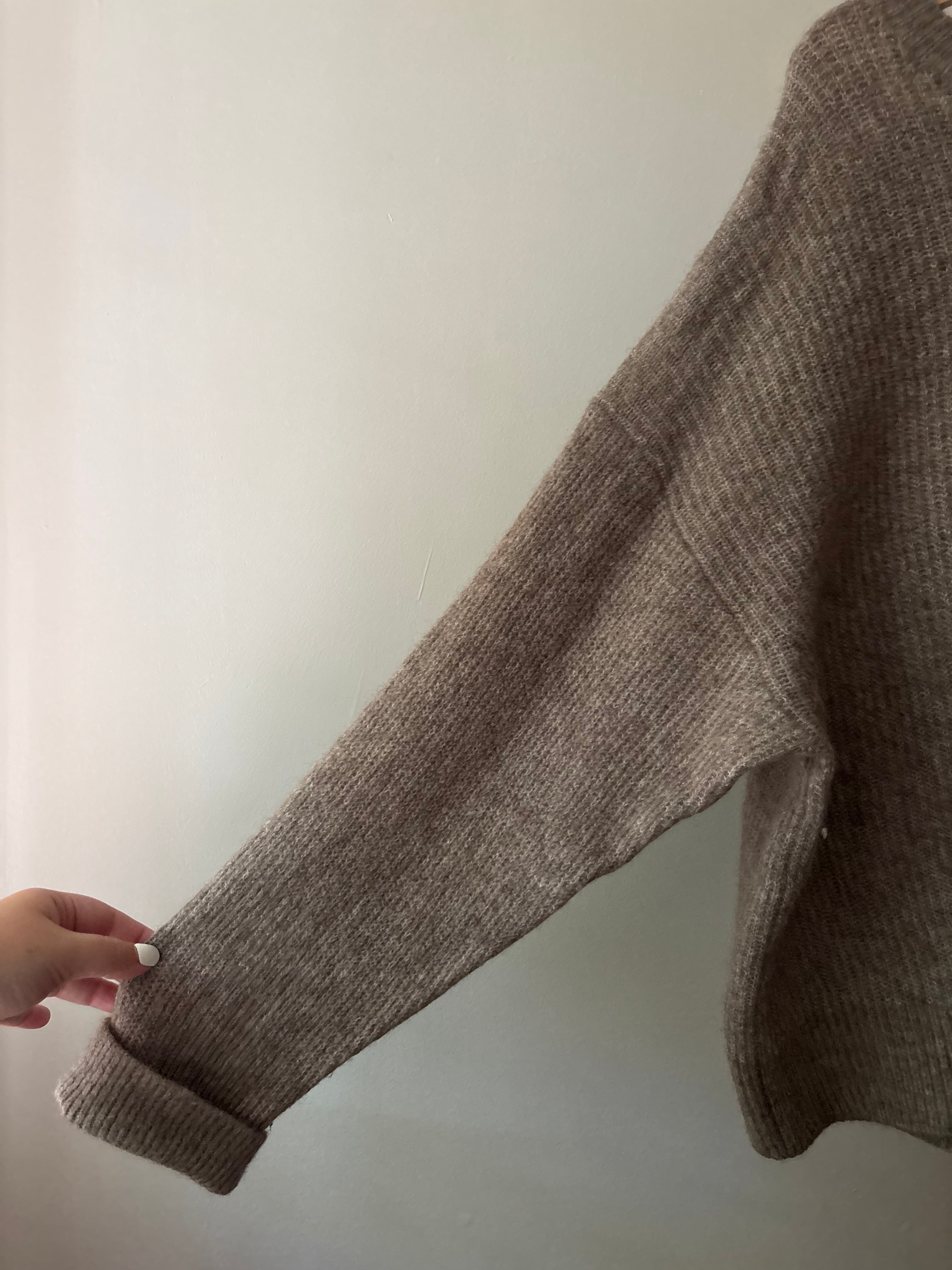 Marled Brown Boxy Wool Babaton Sweater