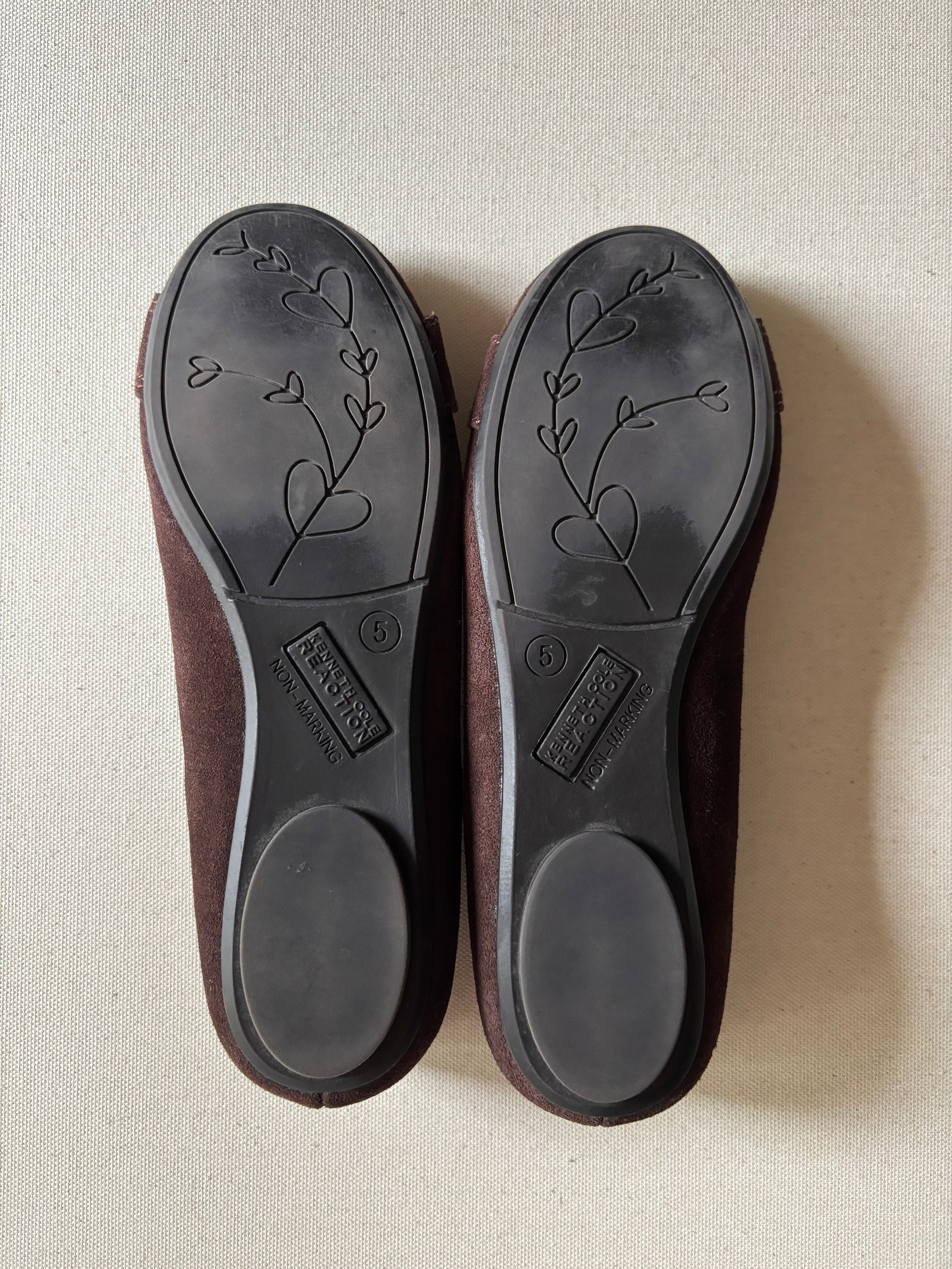 Y2K Brown Suede Ballet Flats with Buckle