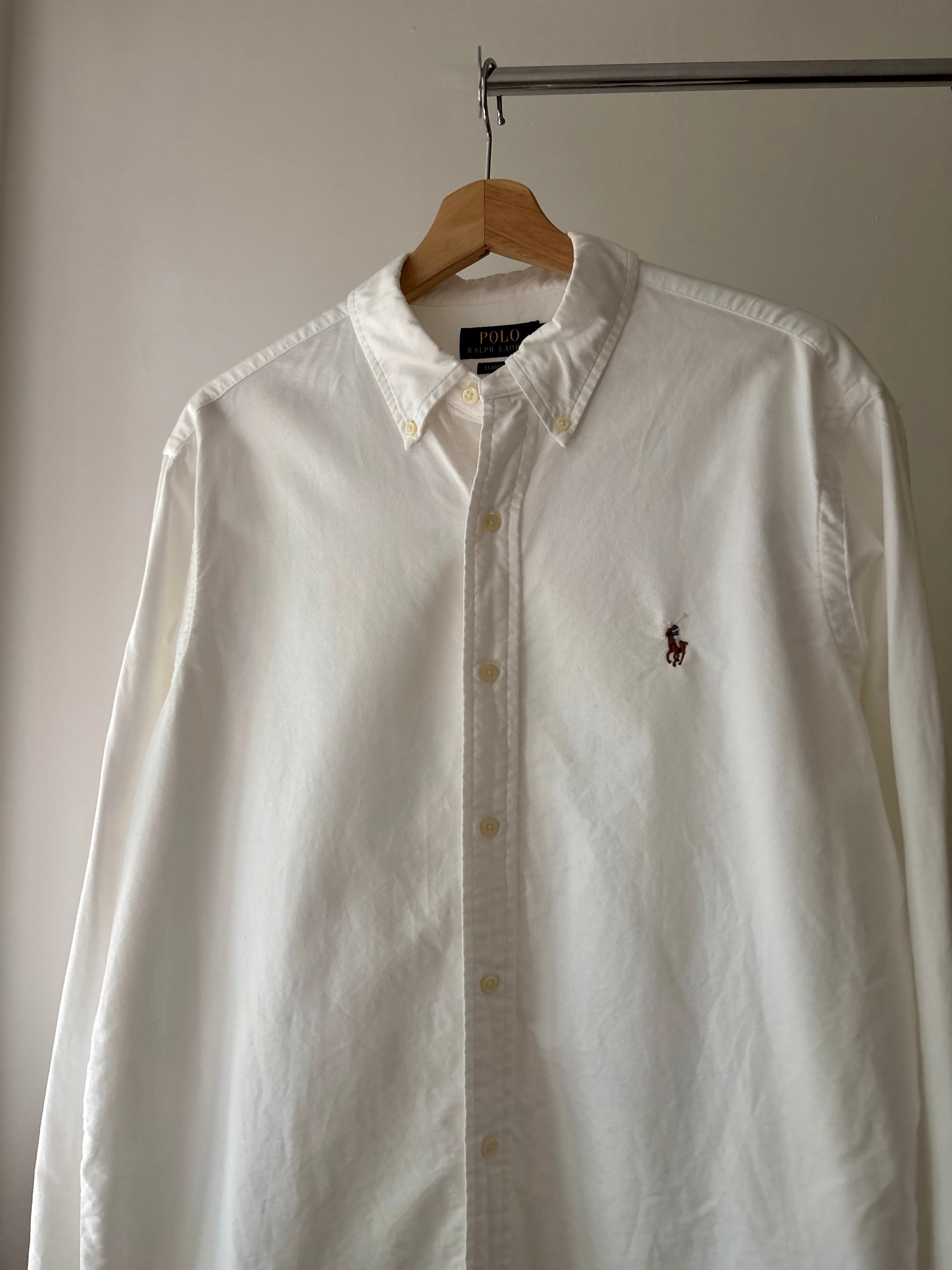 White Ralph Lauren Shirt with Brown Pony