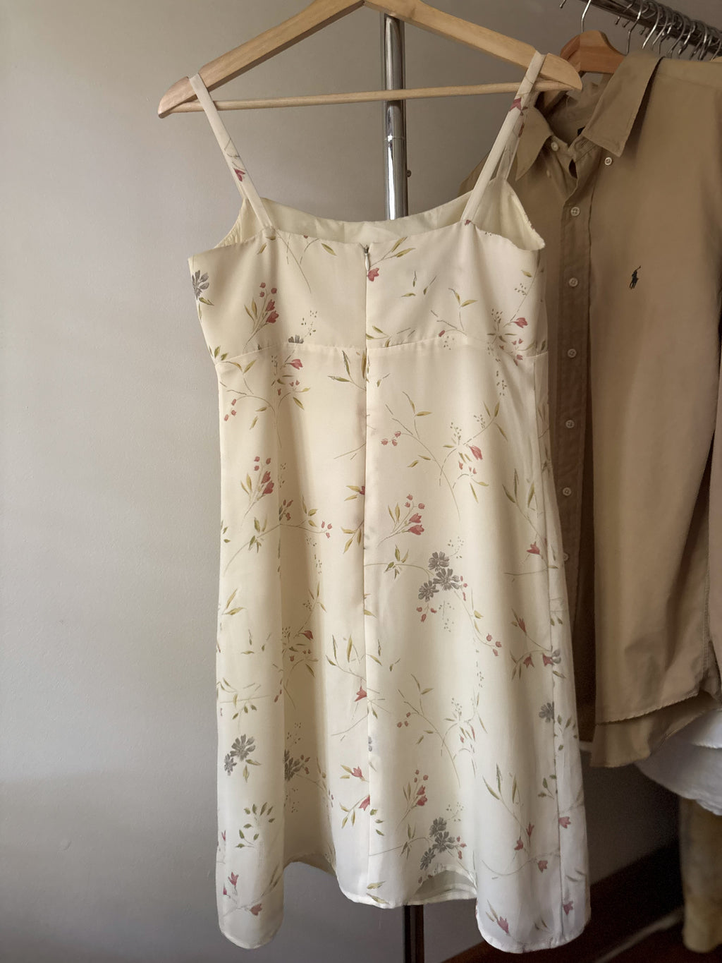 1990s Cream Floral Dress
