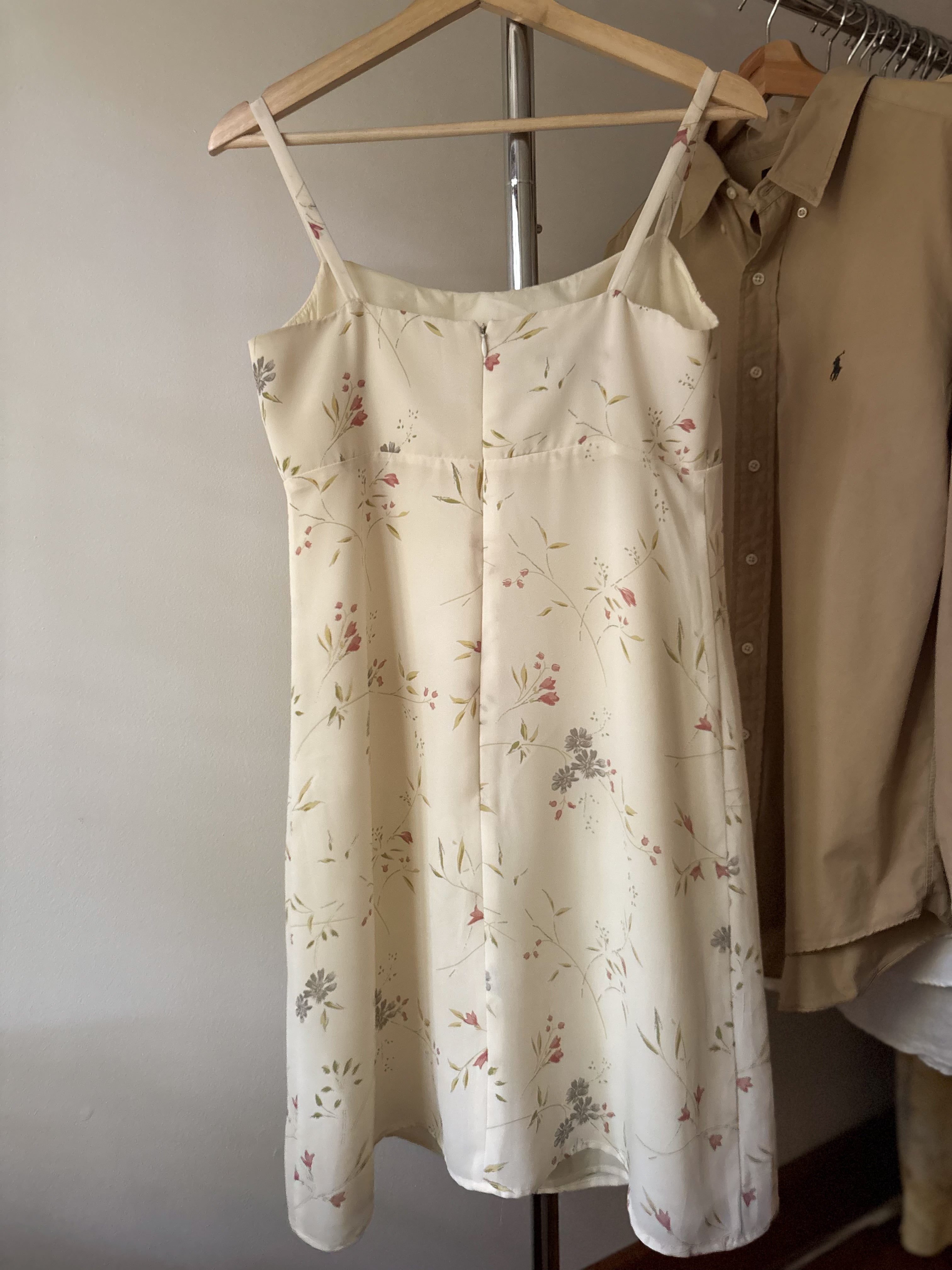 1990s Cream Floral Dress
