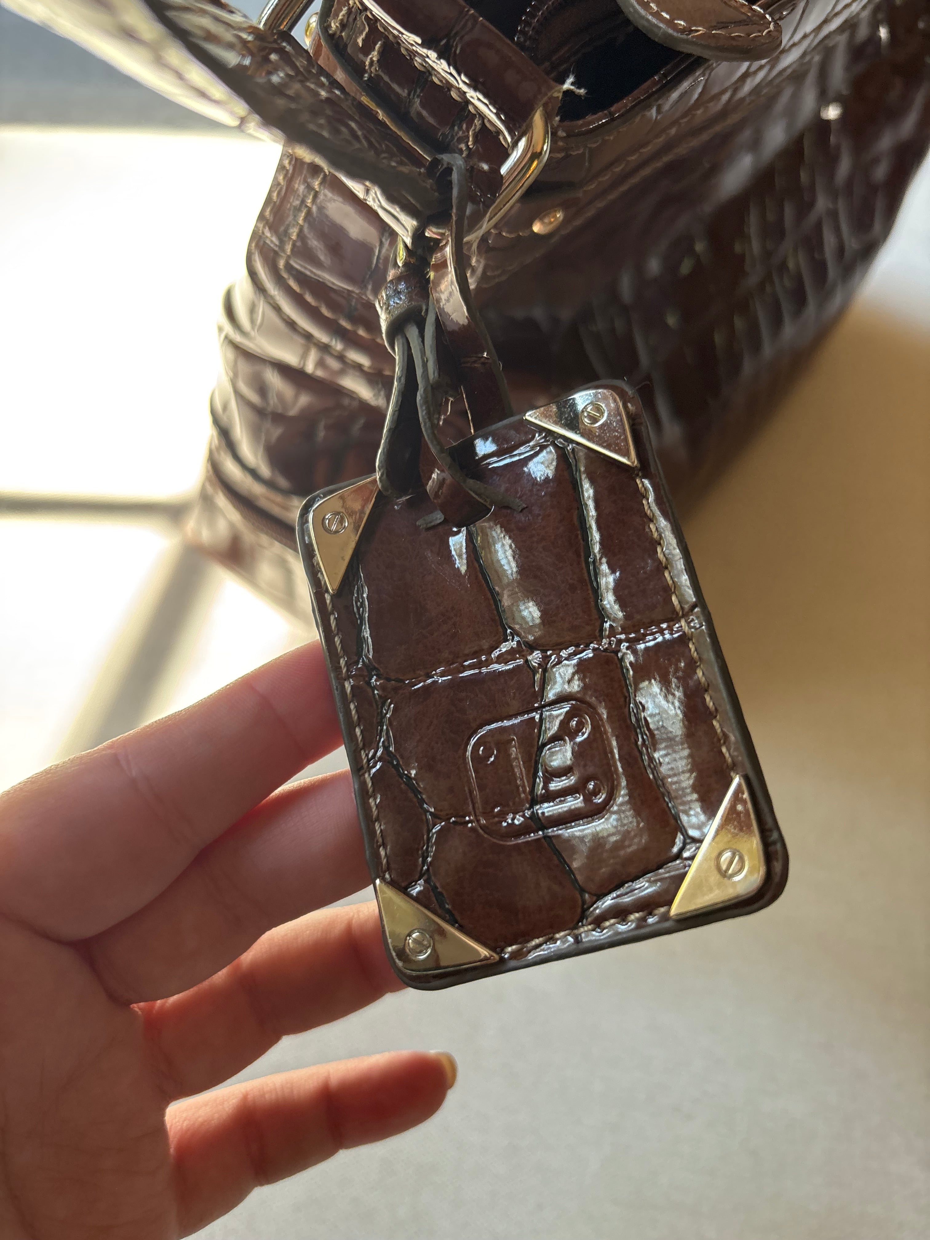 Y2K Brown Faux Aligator Shoulder Bag with Card Holder