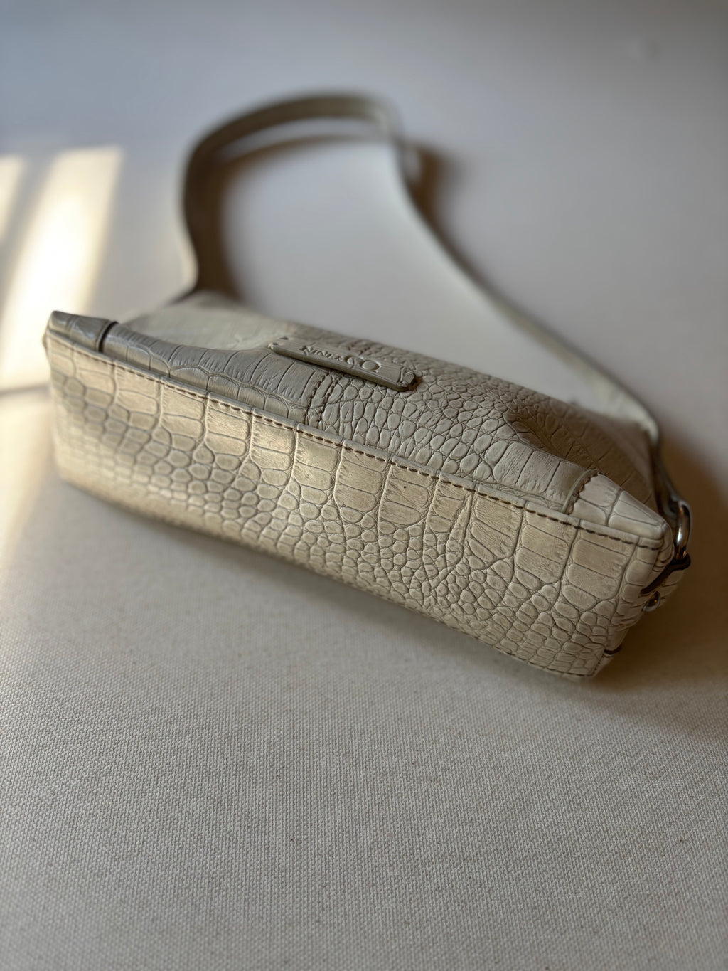 Y2K Cream Faux Aligator Mini Shoulder Bag