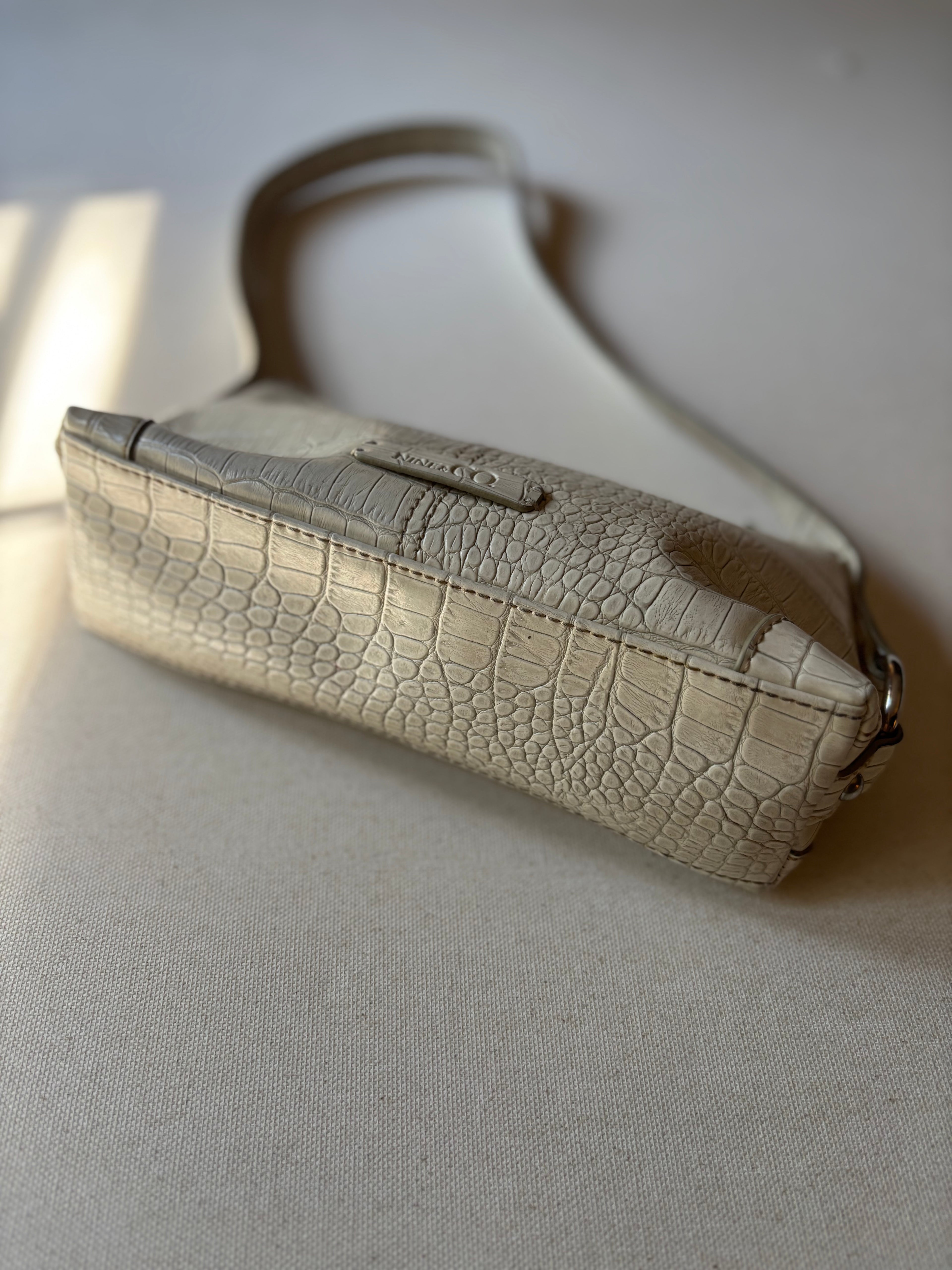 Y2K Cream Faux Aligator Mini Shoulder Bag