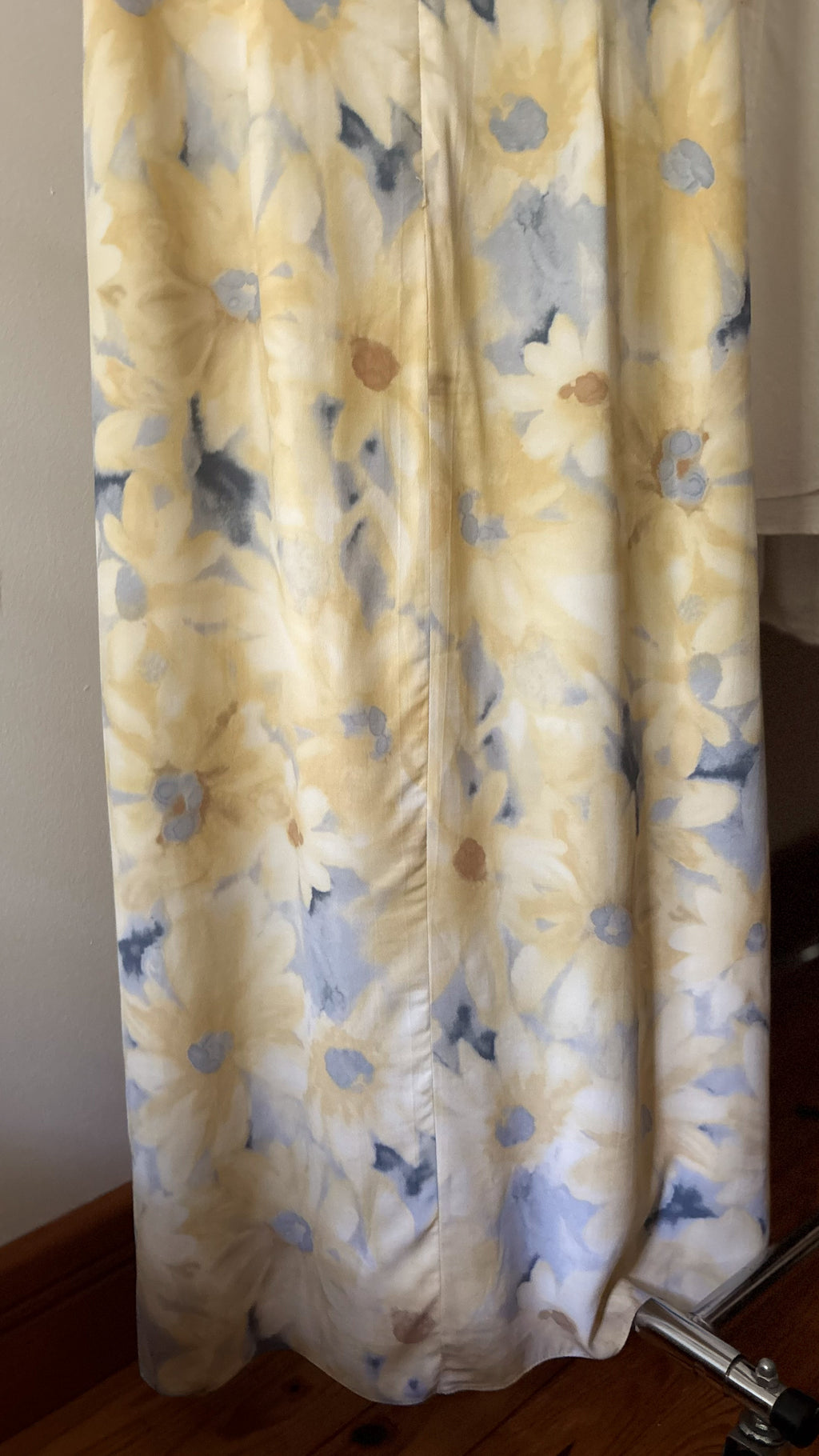 1990s Yellow & Blue Floral Maxi Dreas